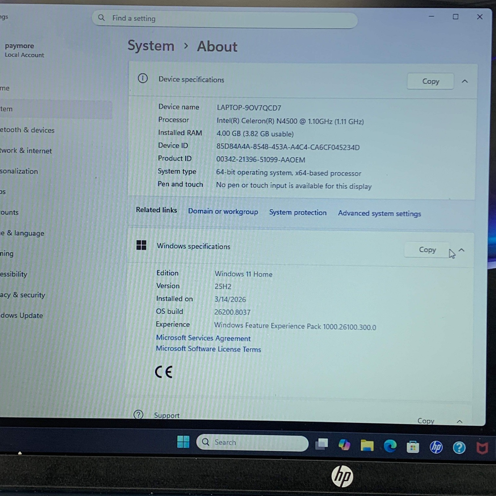 HP Laptop CN0512NR 17.3″ Celeron N4500 1.1GHz 4GB RAM 256GB SSD