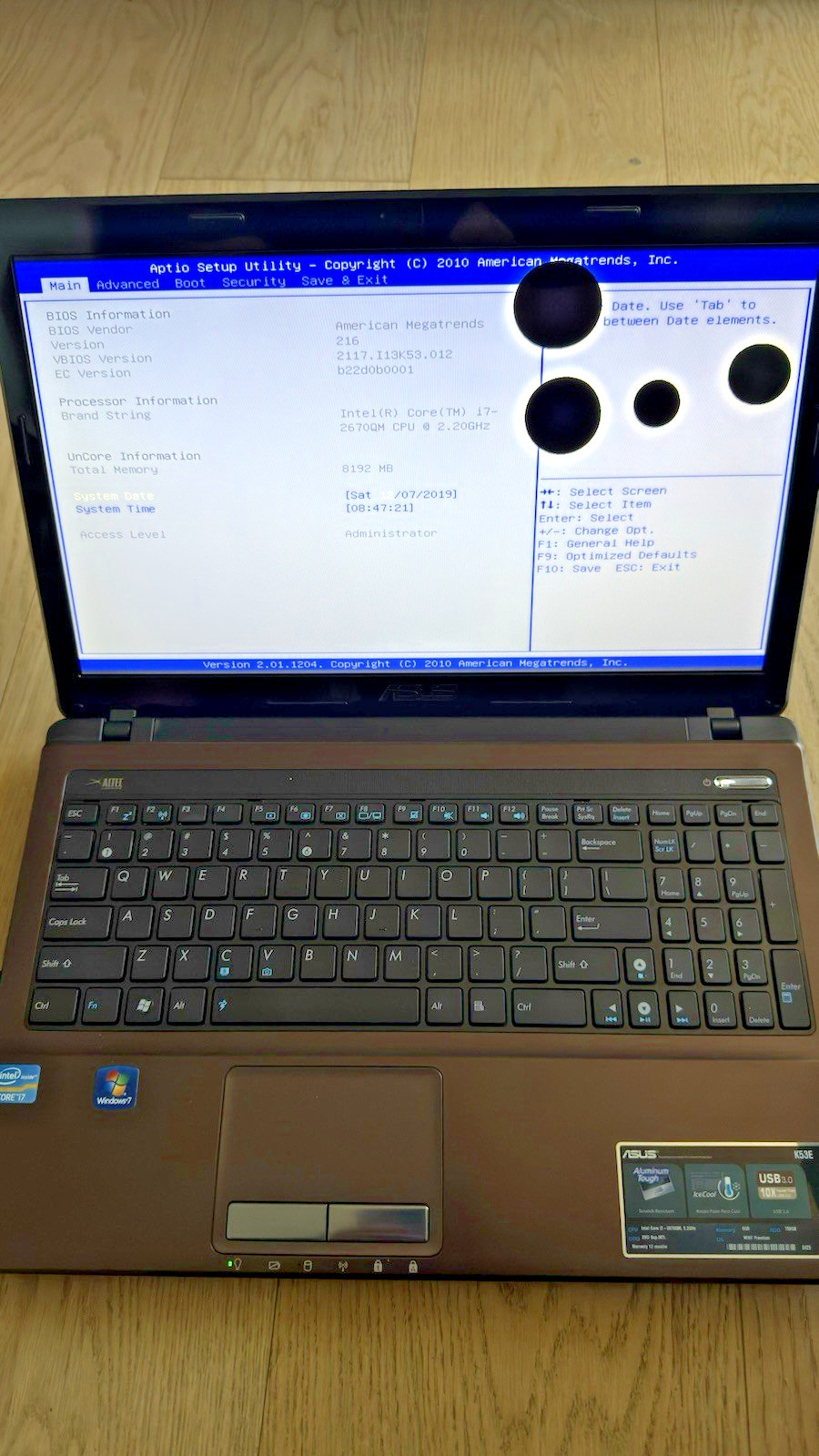 ASUS K53E 15.6″ Laptop Intel Core i7-2670QM 8GB RAM 750 GB Hard Drive