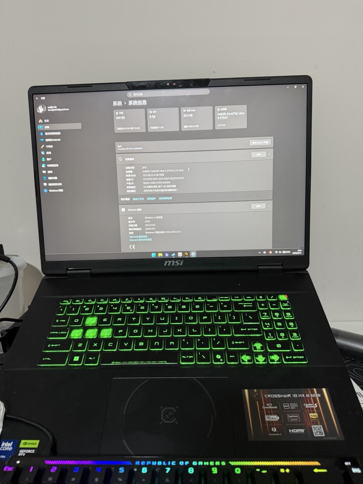 MSI Crosshair 18 HX AI Gaming Laptop Ultra 9 32GB 954GB SSD 18″ Win11