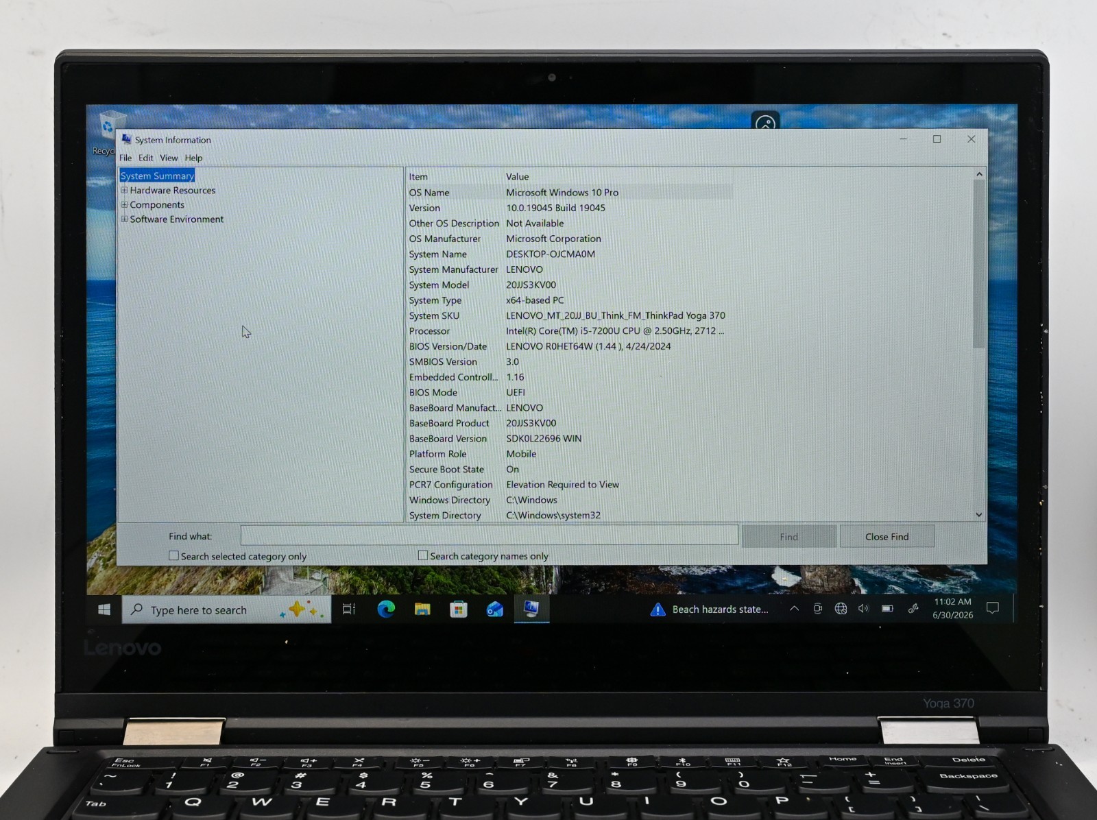 Lenovo Thinkpad Yoga 370 (2-in-1) i5-7200u 2.5GHz 8GB RAM 128GB SSD Windows 10 P