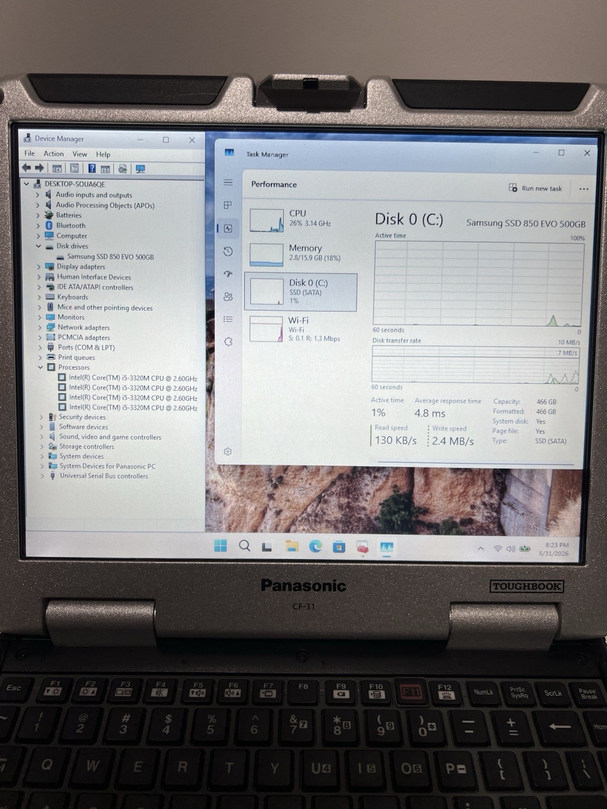 Panasonic Toughbook CF31 MK3 Touch Corei5 2.60GHZ 16GB RAM 500GB SSD Win 11 PRO