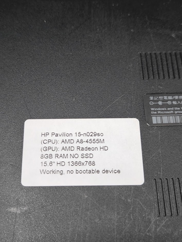 HP Pavilion 15-n029so Laptop – Working Cosmetic Wear No Accessories