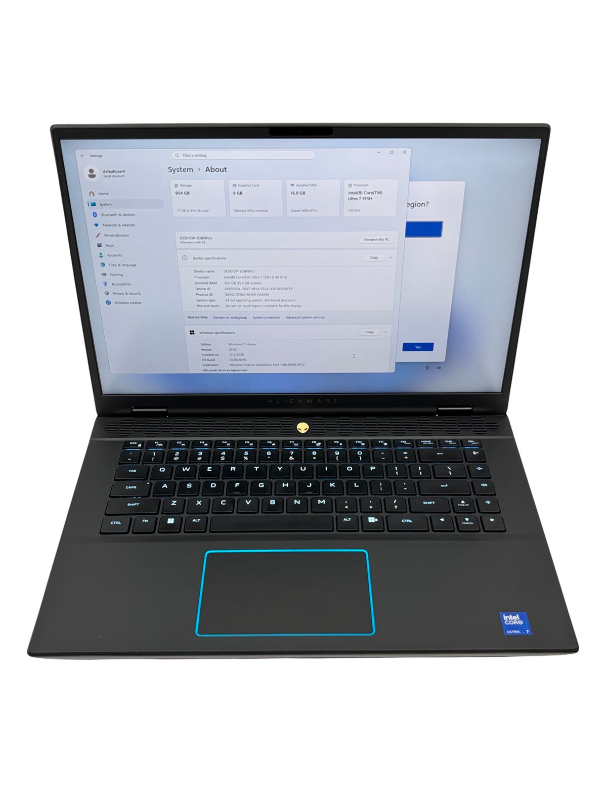 Alienware M16 R2 P130F Core Ultra 7 155H 1.4GHz RTX 4070 16GB RAM 1TB SSD 16.0″