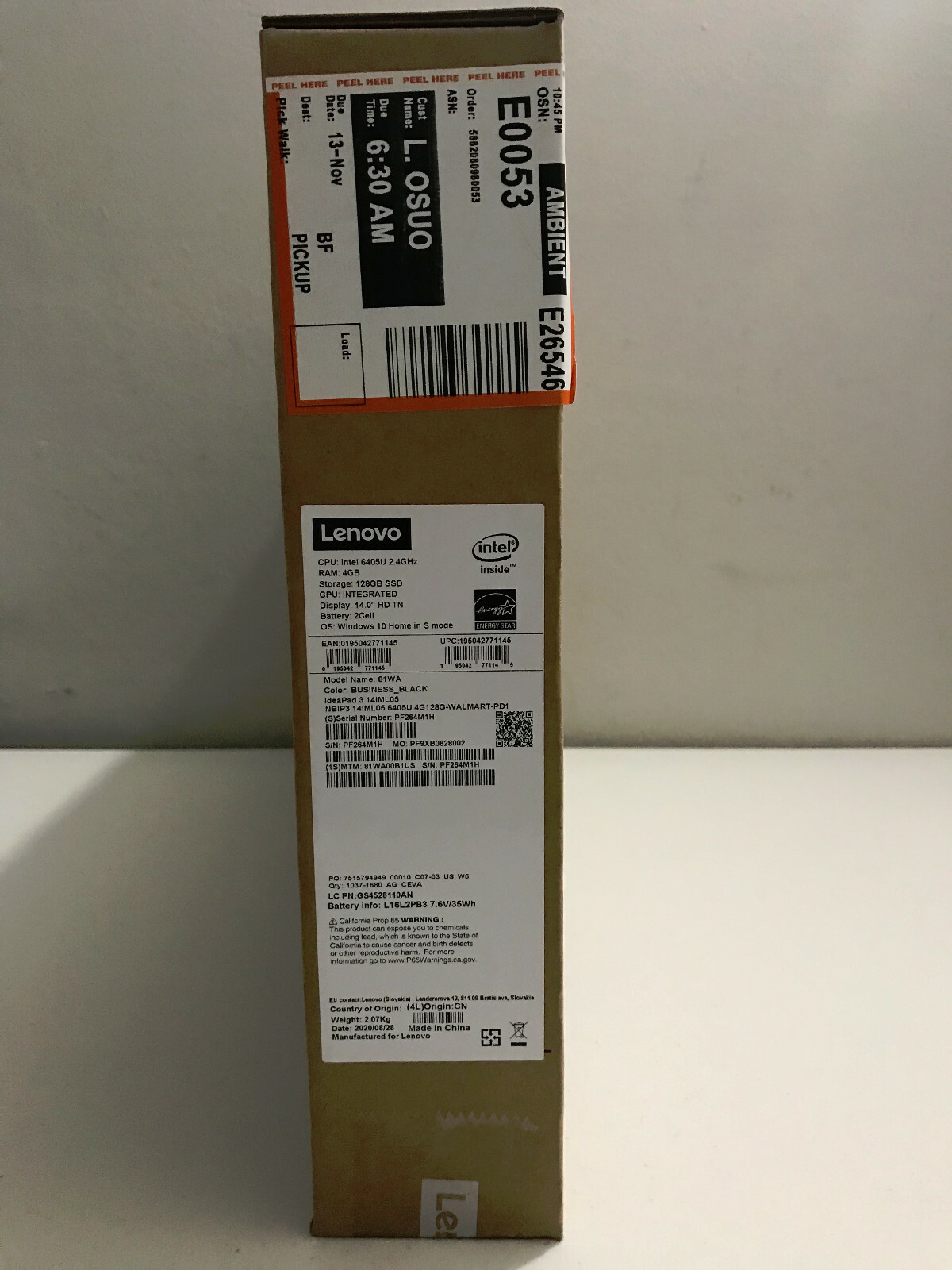 Lenovo IdeaPad 3 81WA00B1US 14″ HD Pentium 6405U 4GB DDR4 128 GB SSD WIN 10 81WA
