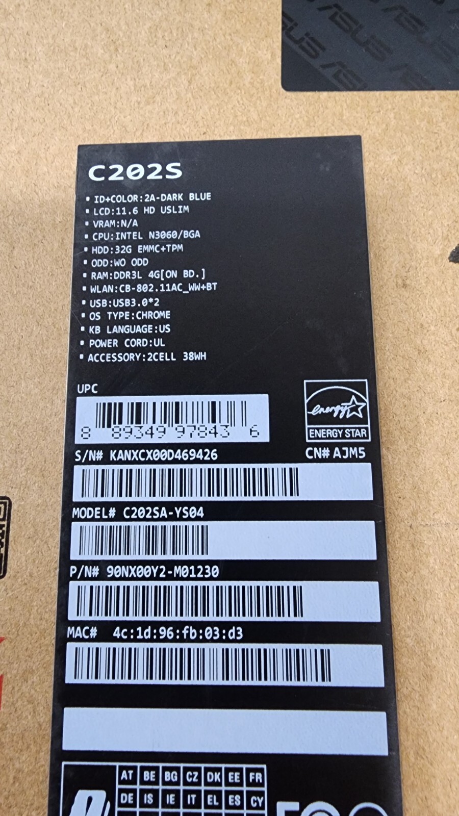 ASUS Chromebook C202SA-YS04 11.6″, Intel Celeron, 32GB eMMc, 4GB RAM, White/Blue
