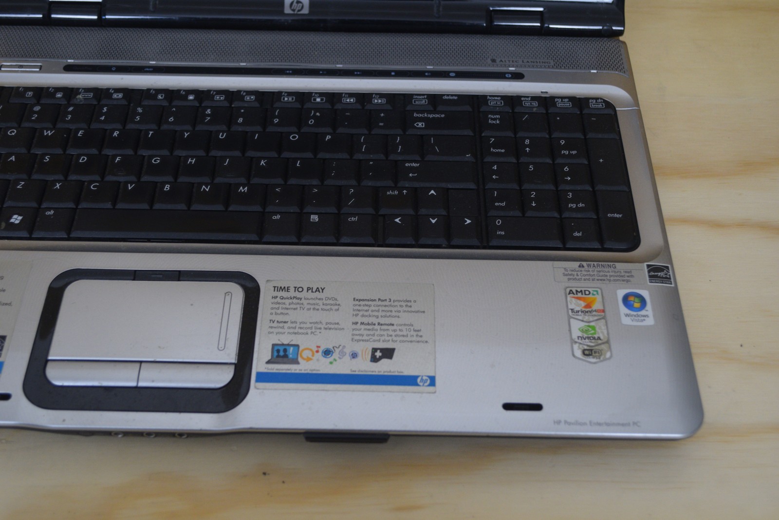 HP Pavilion dv9810us Laptop PC AMD Turion64 X2 Windows Vista NVIDIA DVD RW WiFi