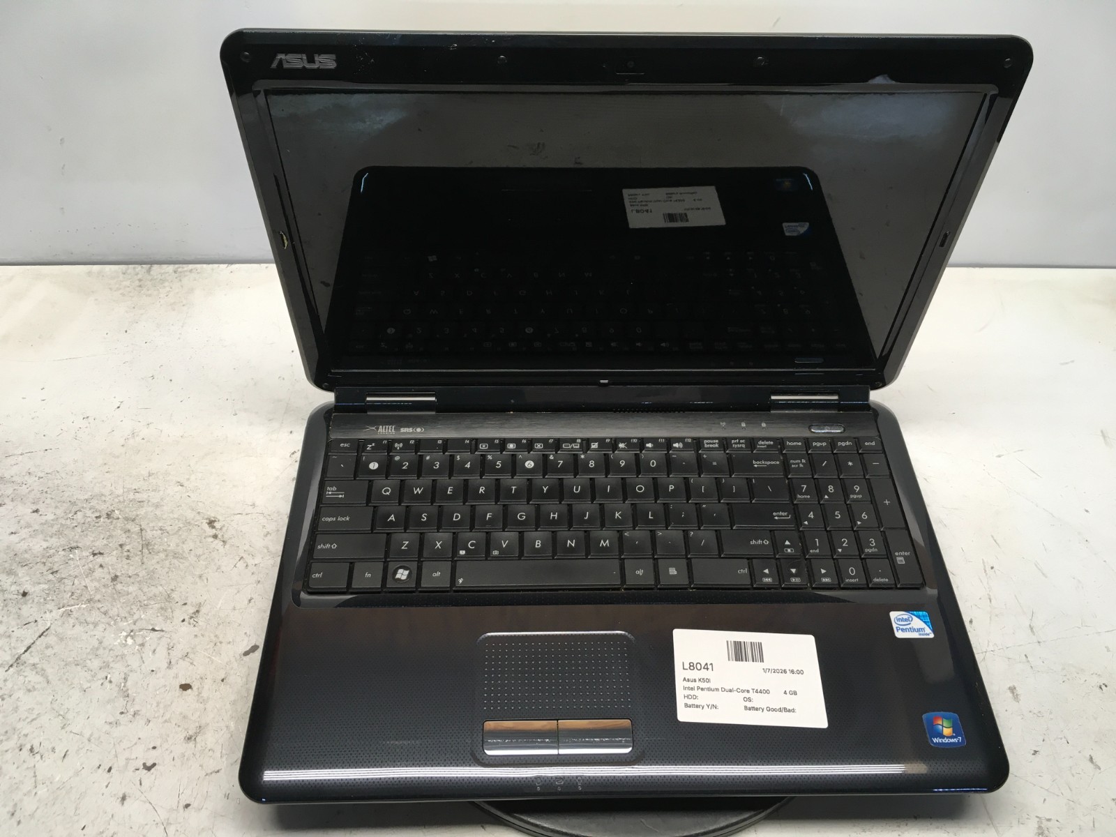 Asus K50I Intel Pentium Dual-Core T4400 2.2GHz 4 GB NO HDD