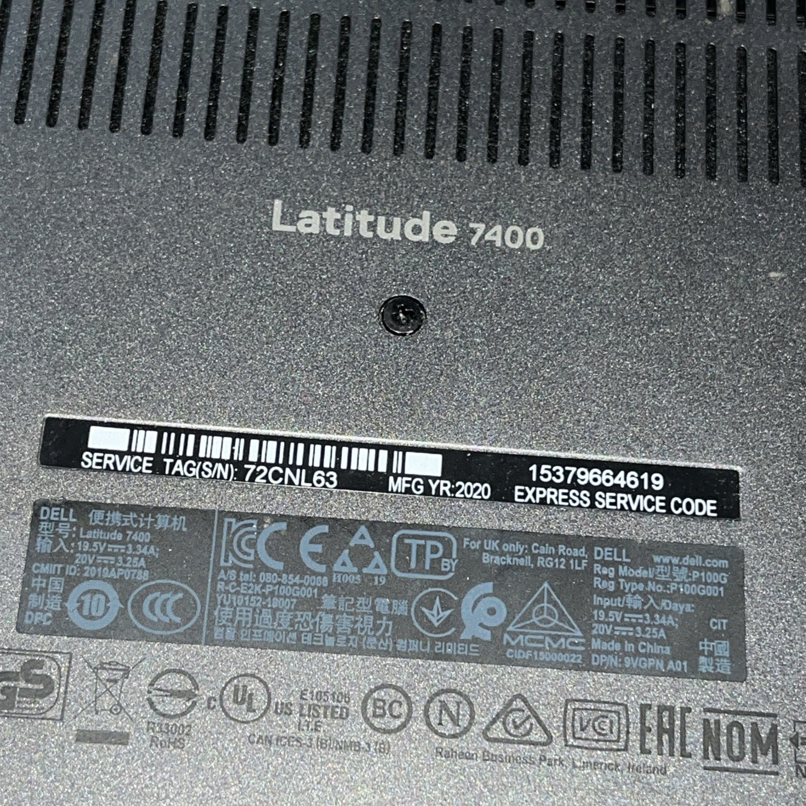 DELL LATITUDE 7400 INTEL CORE I7 8TH GEN 8GB RAM NO HD