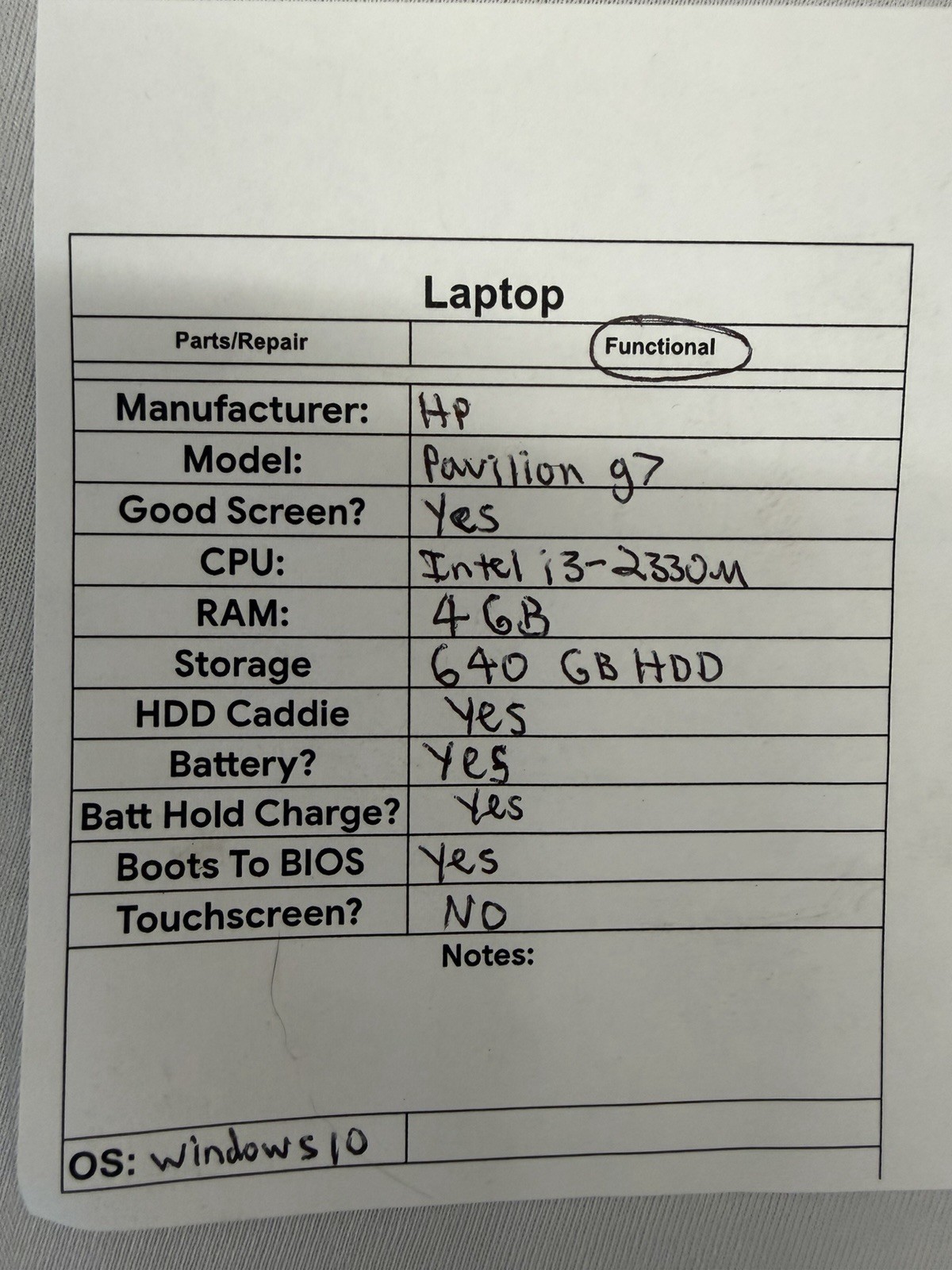 HP Pavilion g7 Laptop – Good Screen – Intel i3-2330M – RAM 4 GB – Read Des