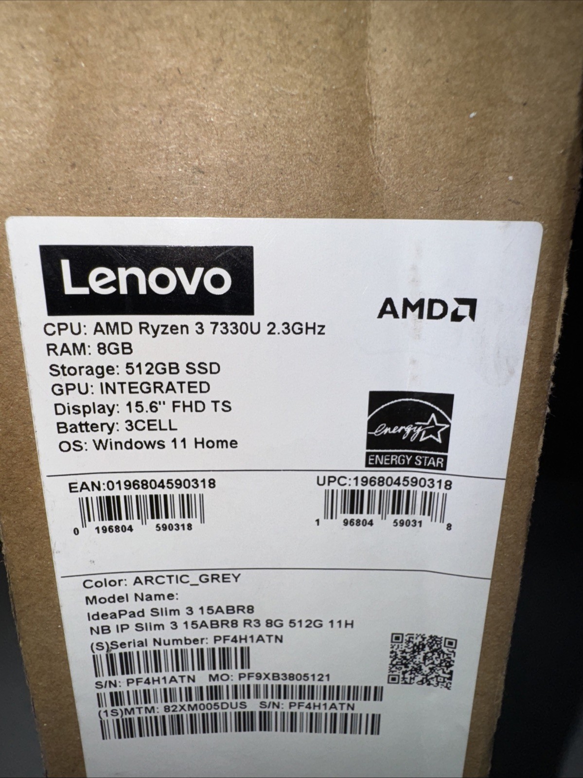 Lenovo IdeaPad Slim 3 Laptop 15.6″ FHD LED Ryzen 3 7330U 512GB SSD, 8 GB RAM