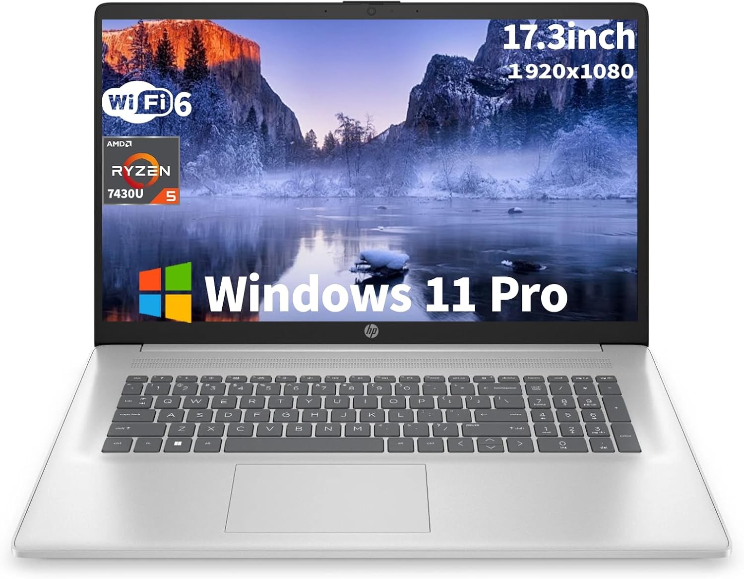 HP 17.3″FHD Laptop Notebook Ryzen5-7430U Computer 16GB RAM 2TB SSD Win11Pro