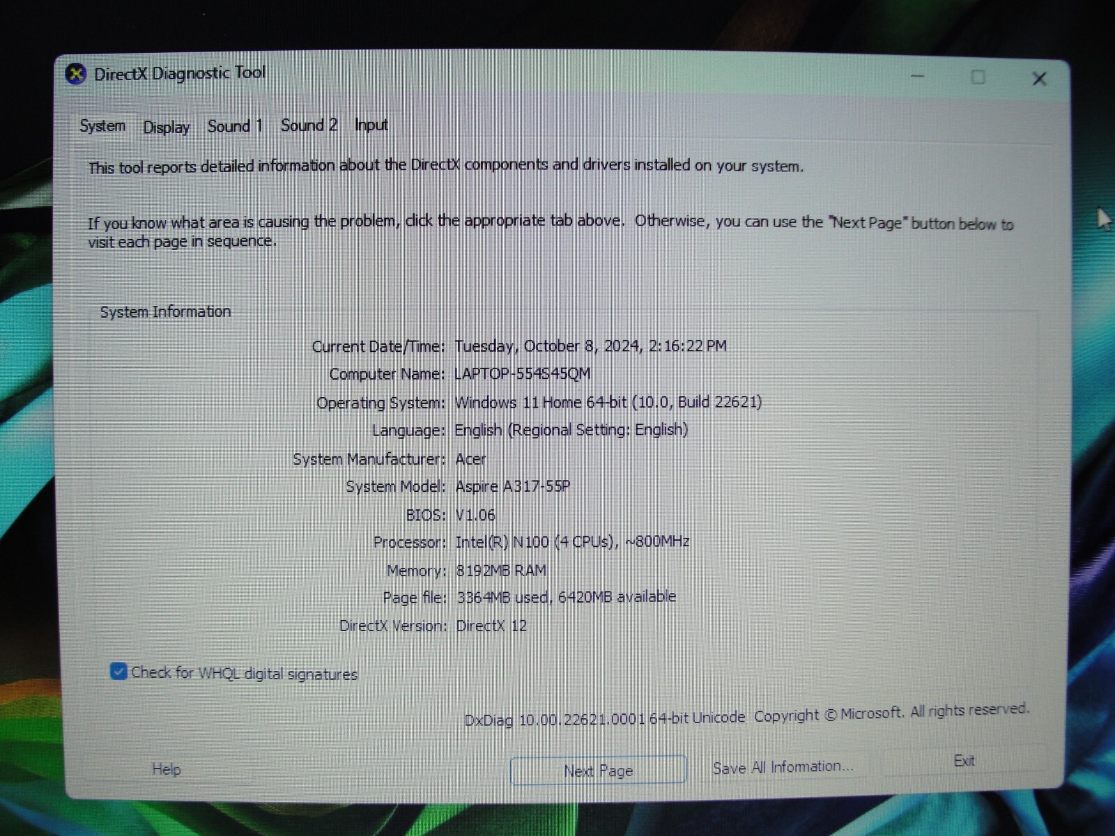 Acer Aspire A317-55-Conx 17.3″FHD laptop Intel N100 0.8Ghz 8GB 128GB SSD 98tt