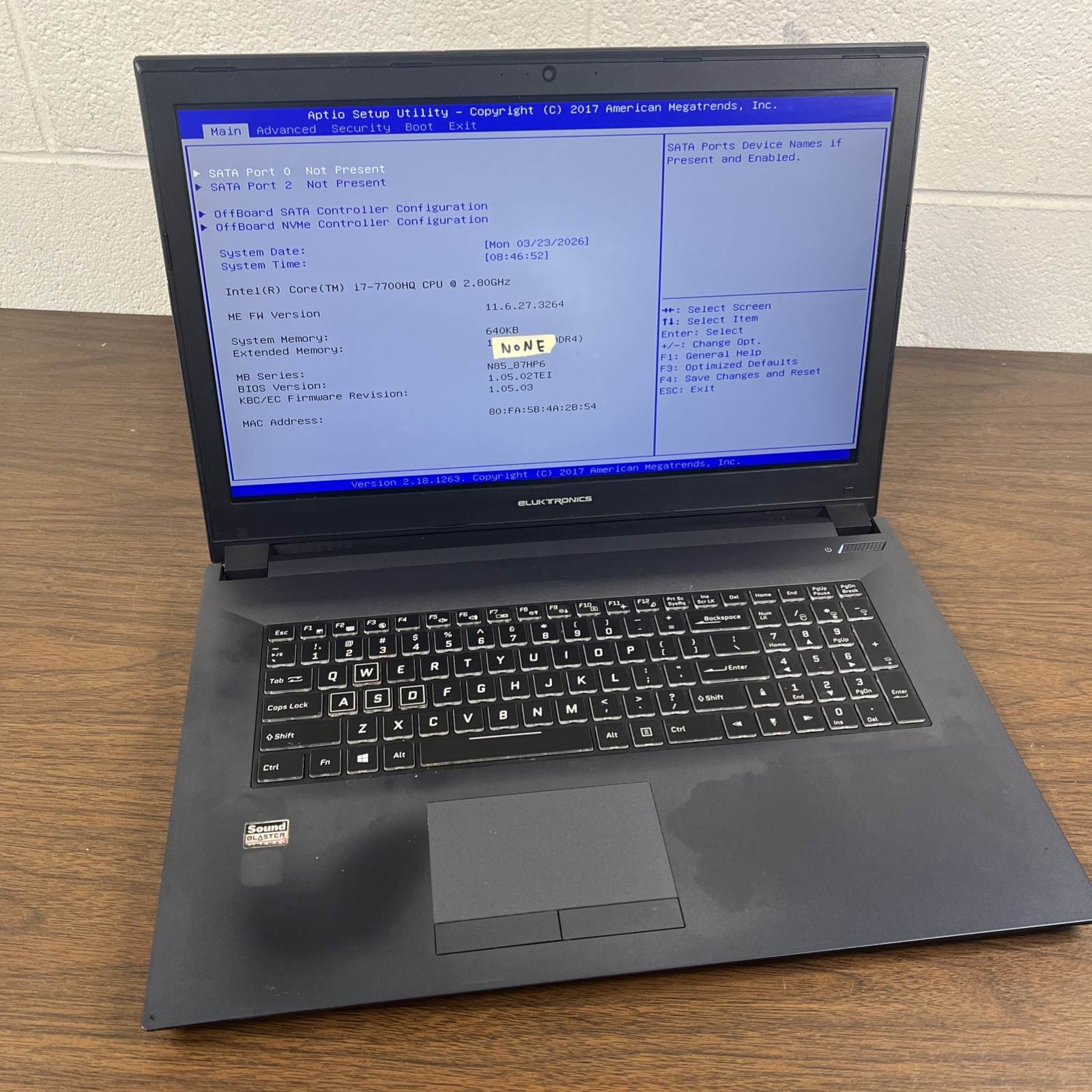 Eluktronics Eluktro Pro N870HP 17.3″ Core i7-7700HQ 2.8GHz Laptop – Barebones