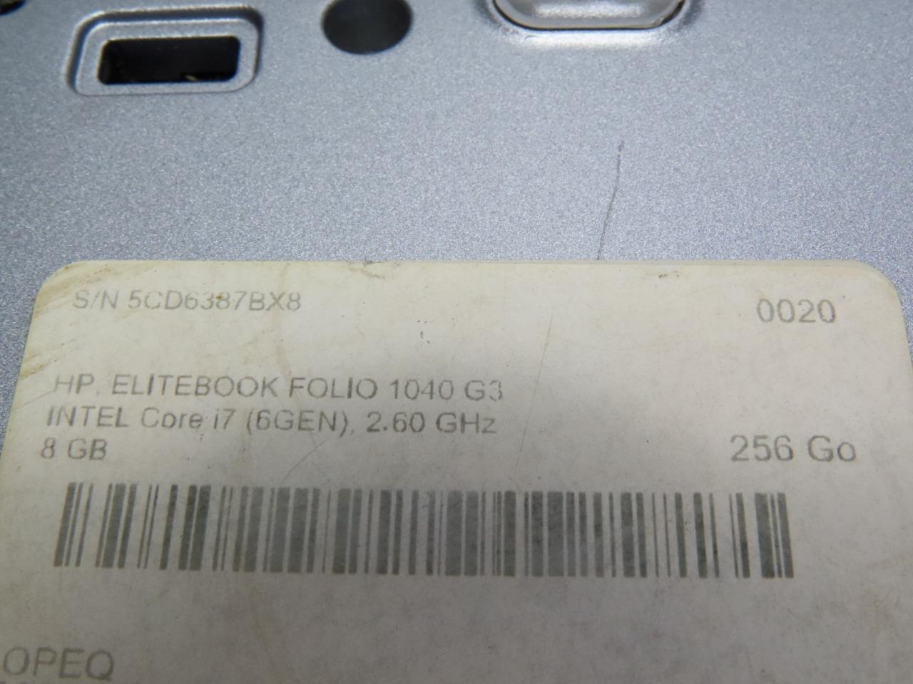 HP ELITEBOOK FOLIO 1040 G3 I7 (6e GEN) 2.60GHZ 8GB RAM
