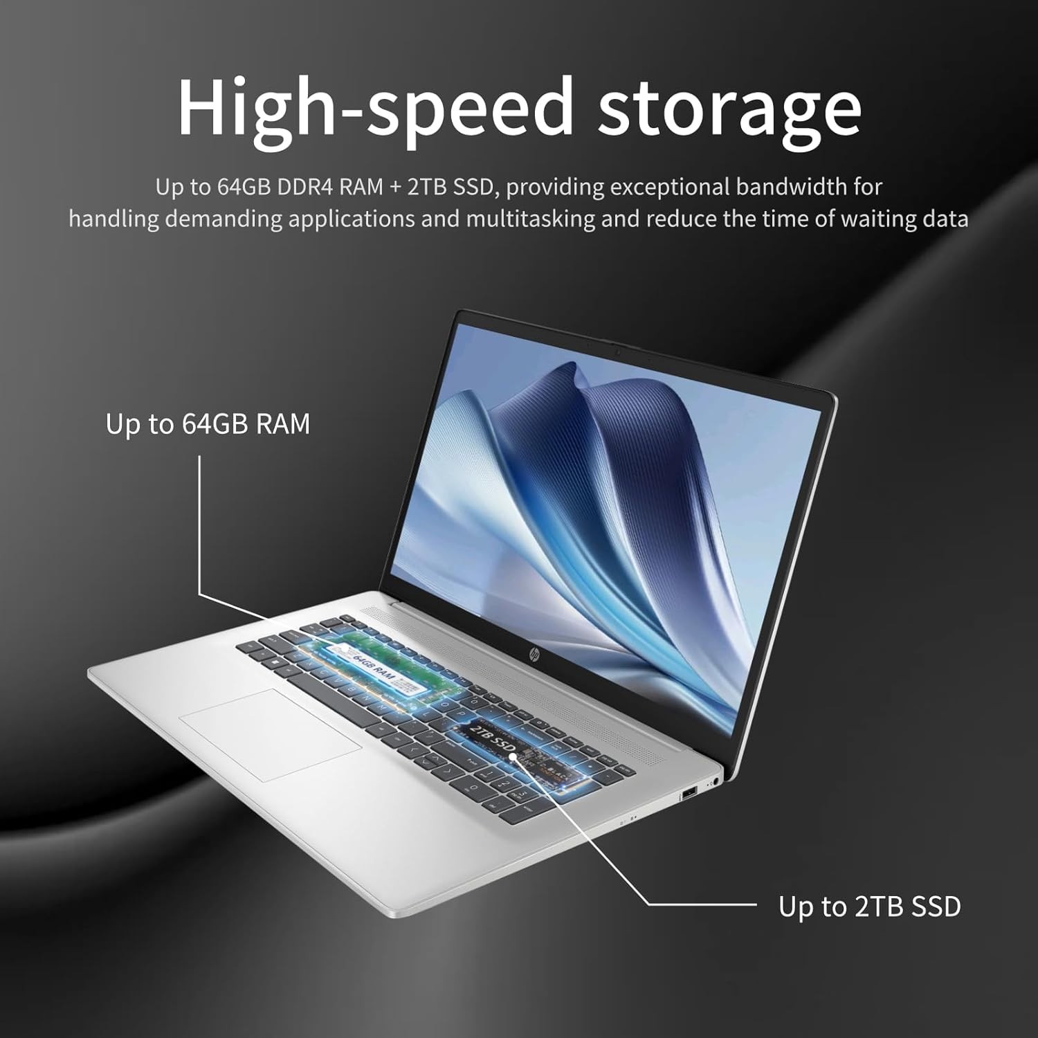 HP 17.3″ Touchscreen Laptop, AMD Ryzen 5 7530U, Up to 64GB RAM 2TB SSD