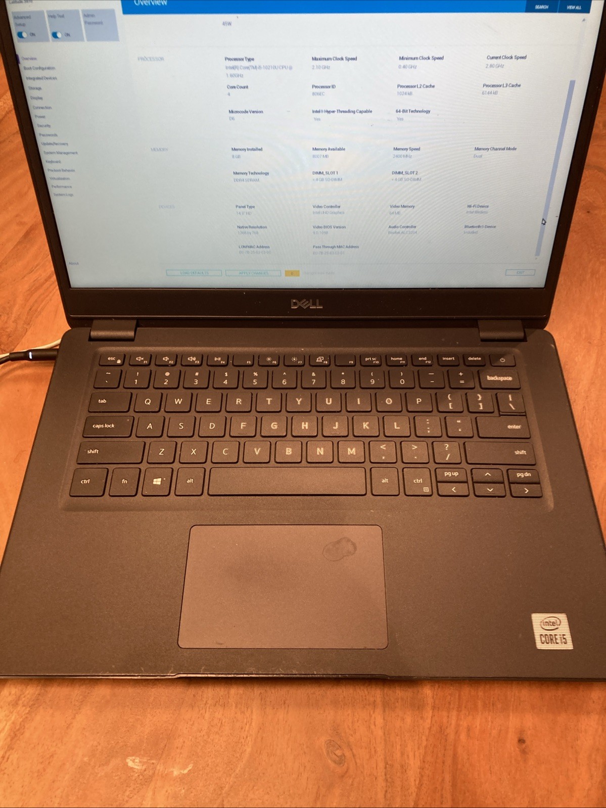 Dell Latitude 3410 Laptop Intel Core i5-10210u 8GB RAM No HDD No OS