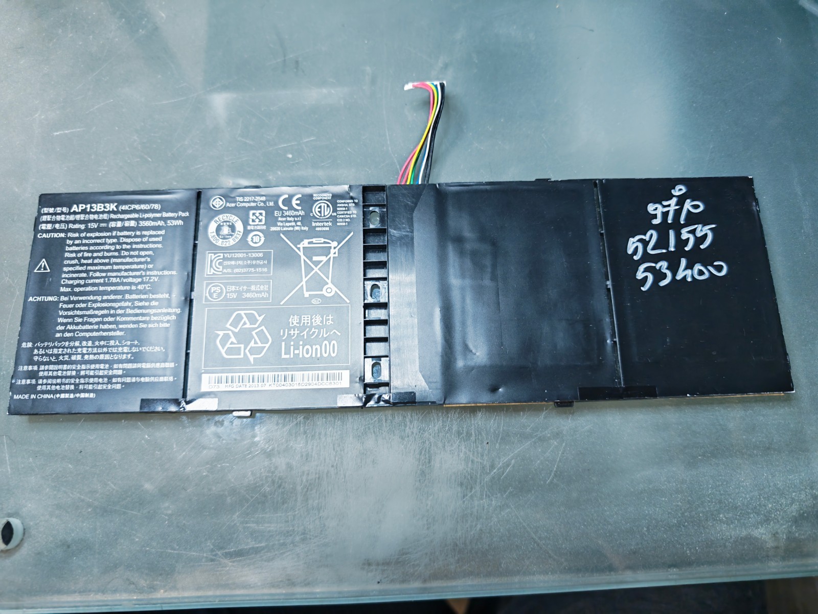 ACER BATTERY AP13B3K 15.V 3560mAh 53Wh ORIGINAL 97% #