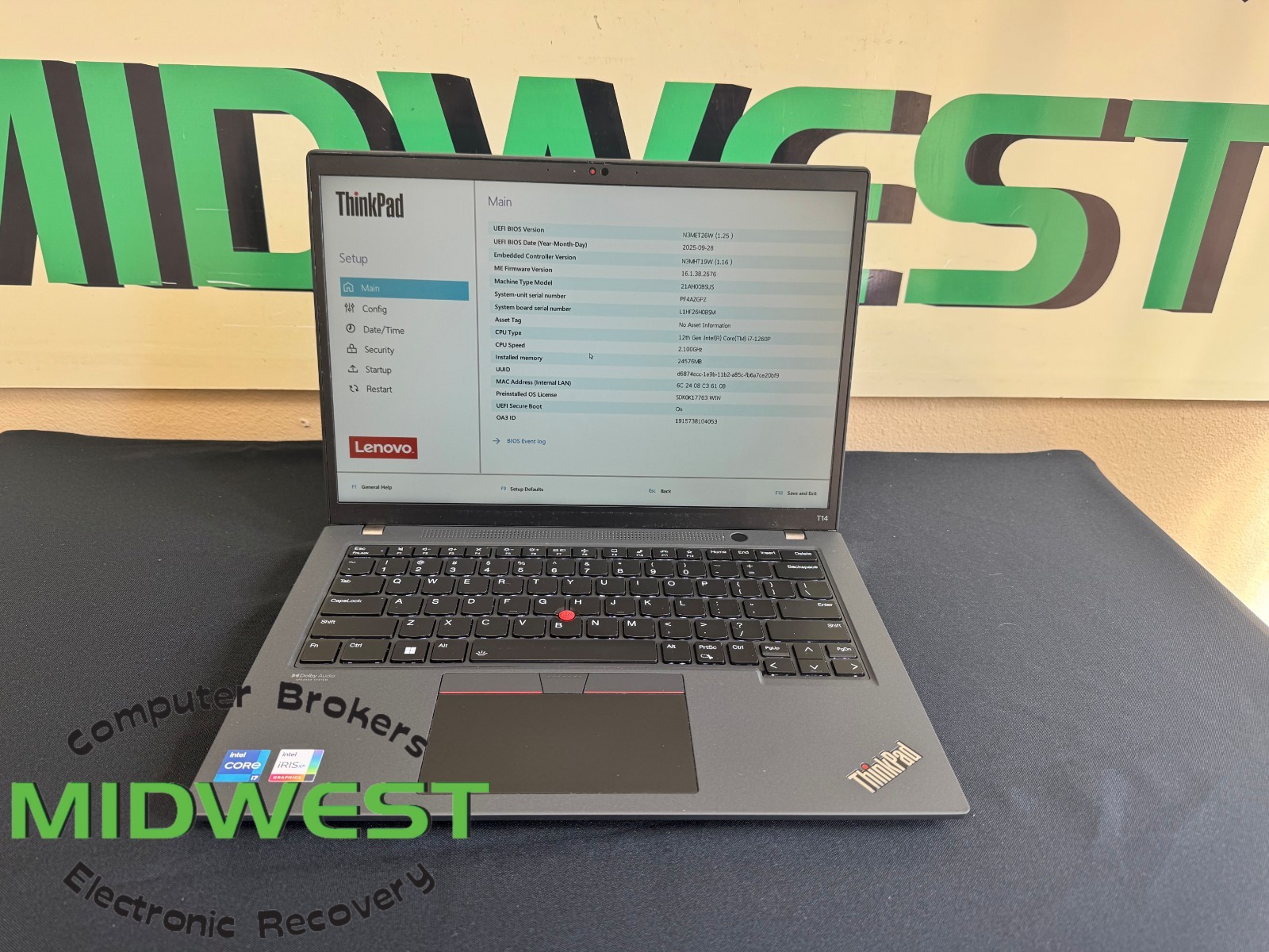 Lenovo ThinkPad T14 Gen 3 i7-1260P 2.1GHz 24GB 512GB SSD