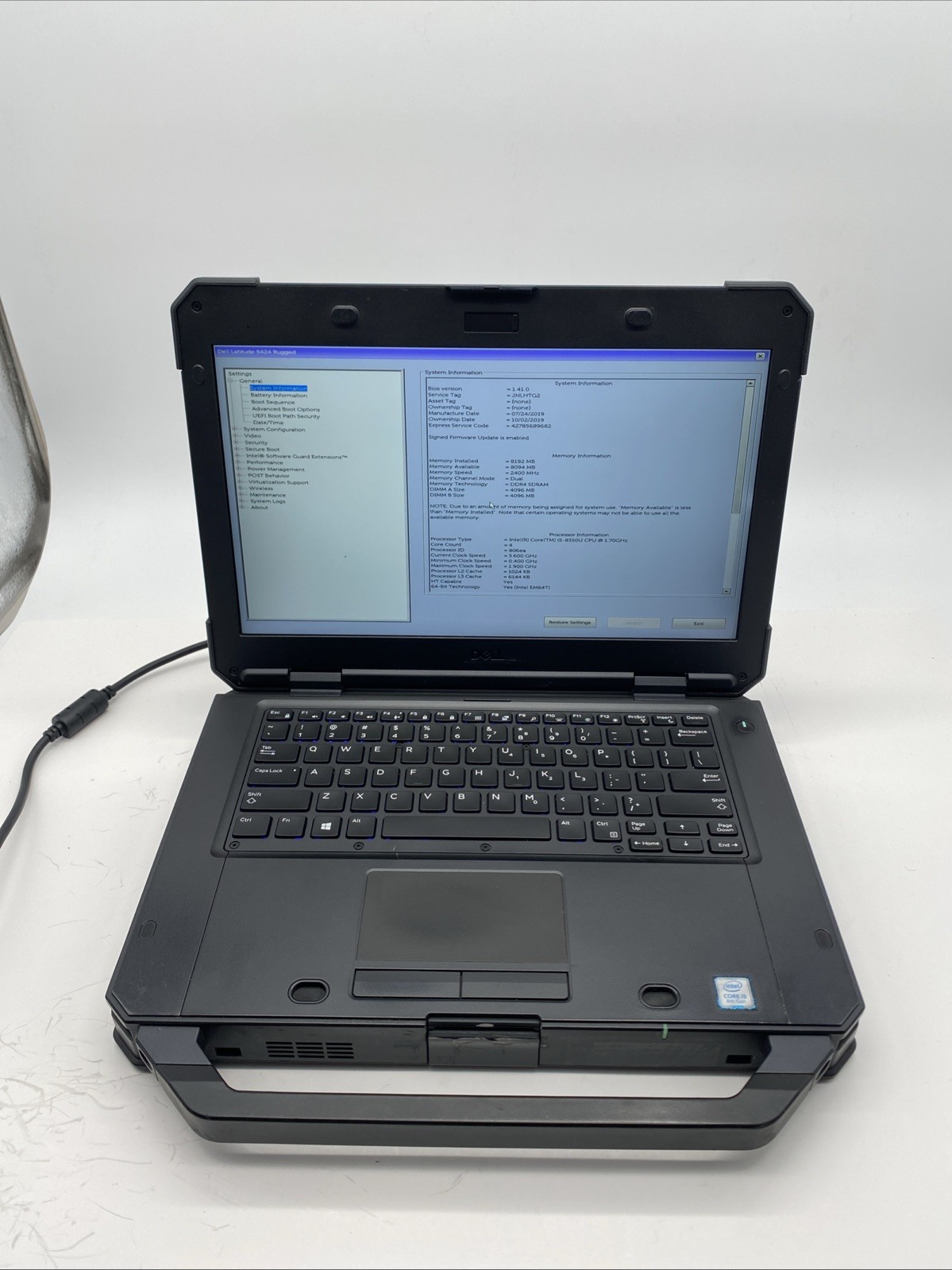 Dell Latitude 5424 Rugged Intel Core i5-8350U 1.7GHz 8GB RAM NO SSD Touchscreen