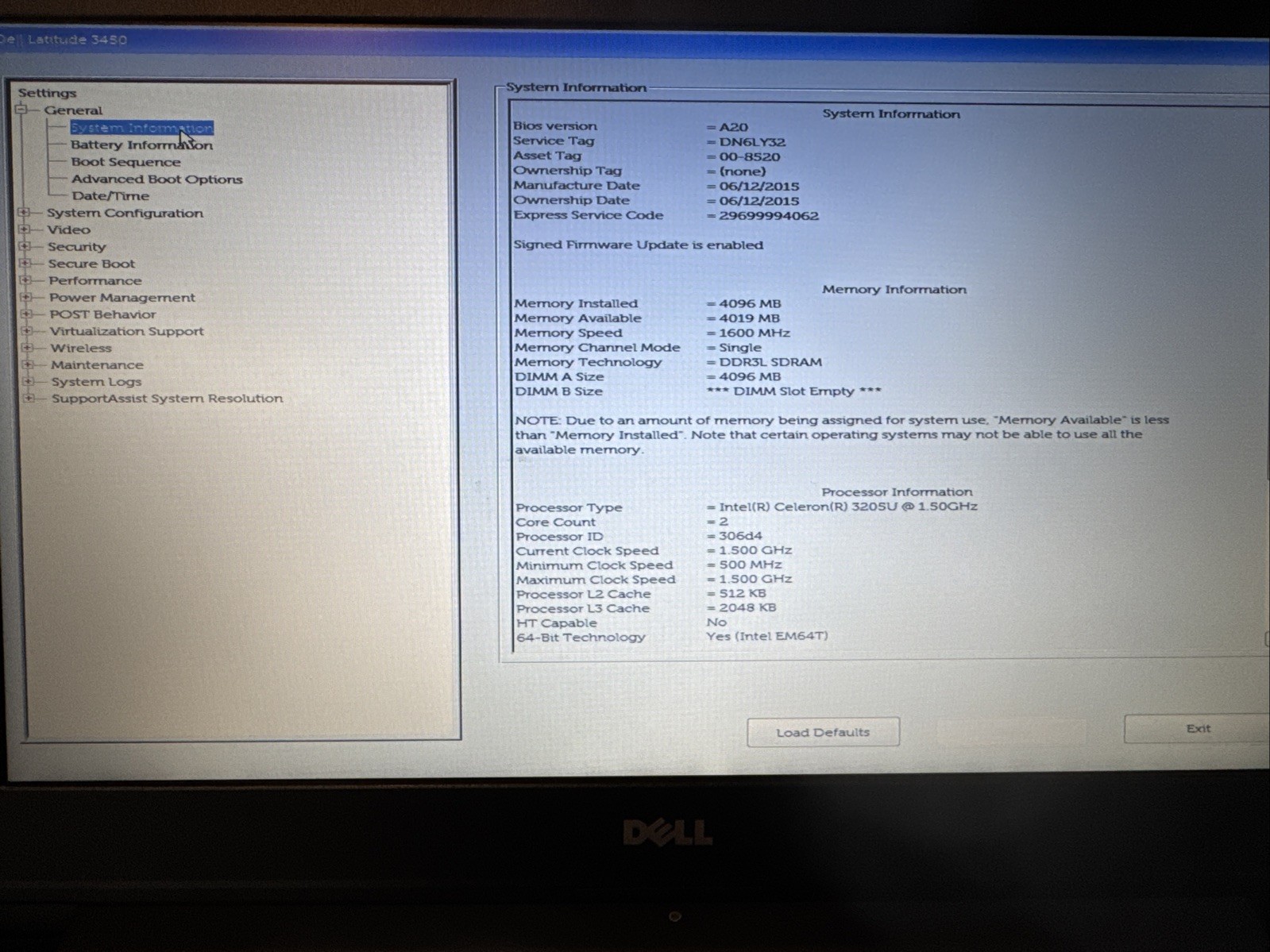 Dell Latitude 3450 14.0″ Intel Celeron 3205U 4 GB 256GB, For Parts