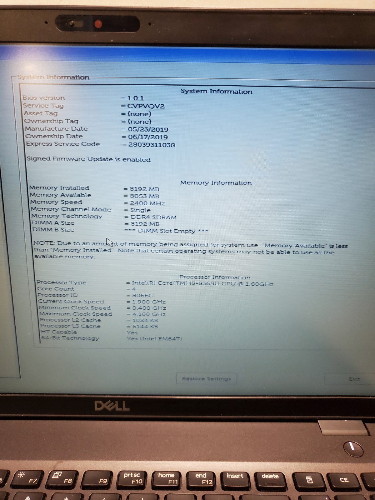 Dell Precision 3540 15.6″ Laptop i5-8365U 8GB RAM No SSD/HDD/OS! READ! #69