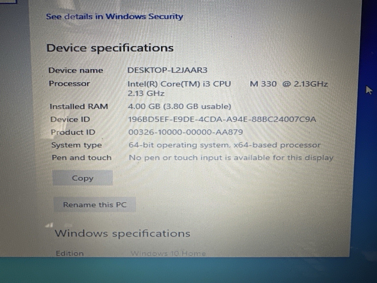 Dell Inspiron 1564 15.6” Laptop i3 2.13GHz 4GB RAM Windows 10 Home w/ Charger