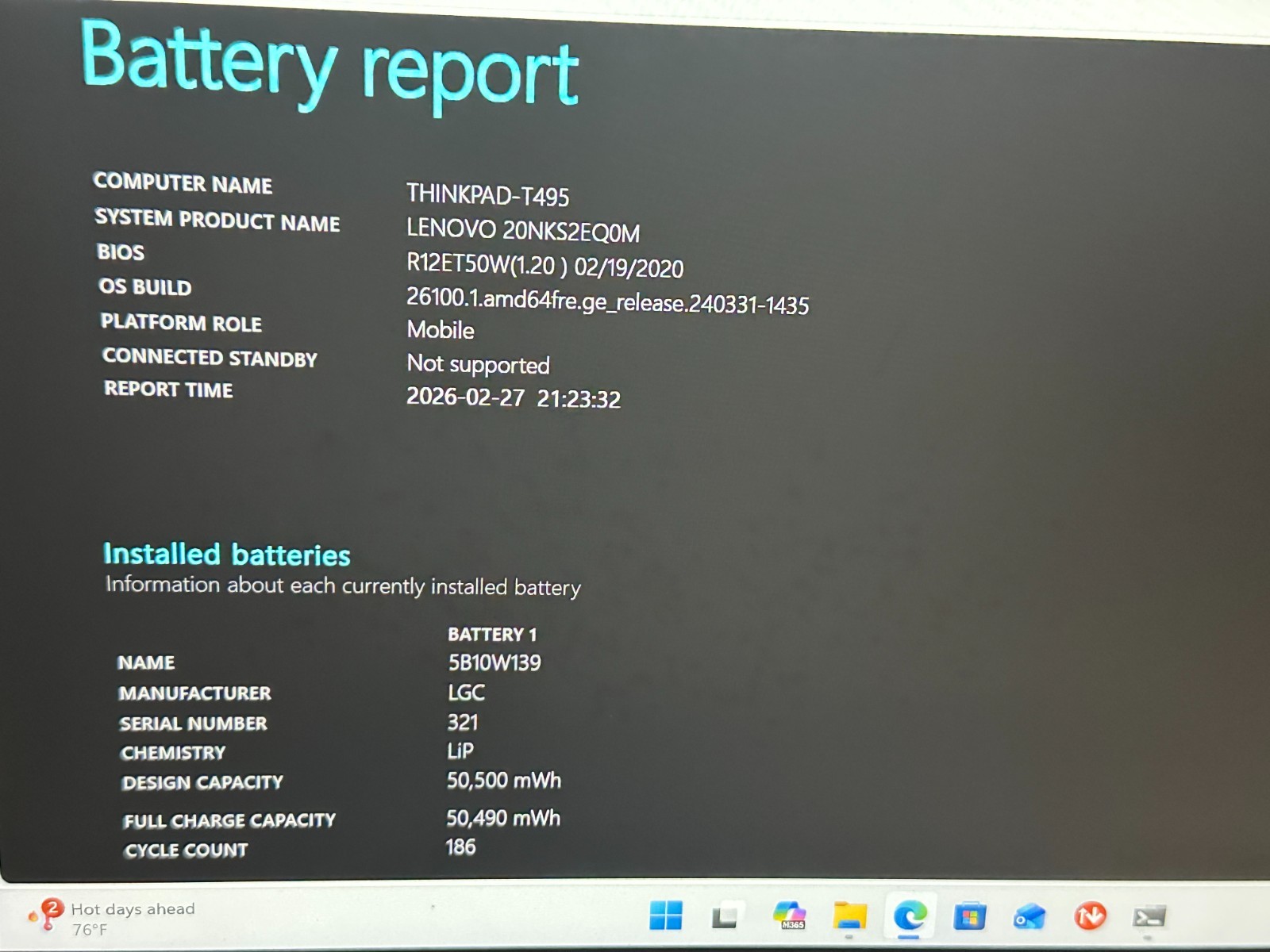 Lenovo ThinkPad T495 Ryzen 5 Pro 350• 16GB • 256GB SSD • Win11 Pro – 90% Batt.