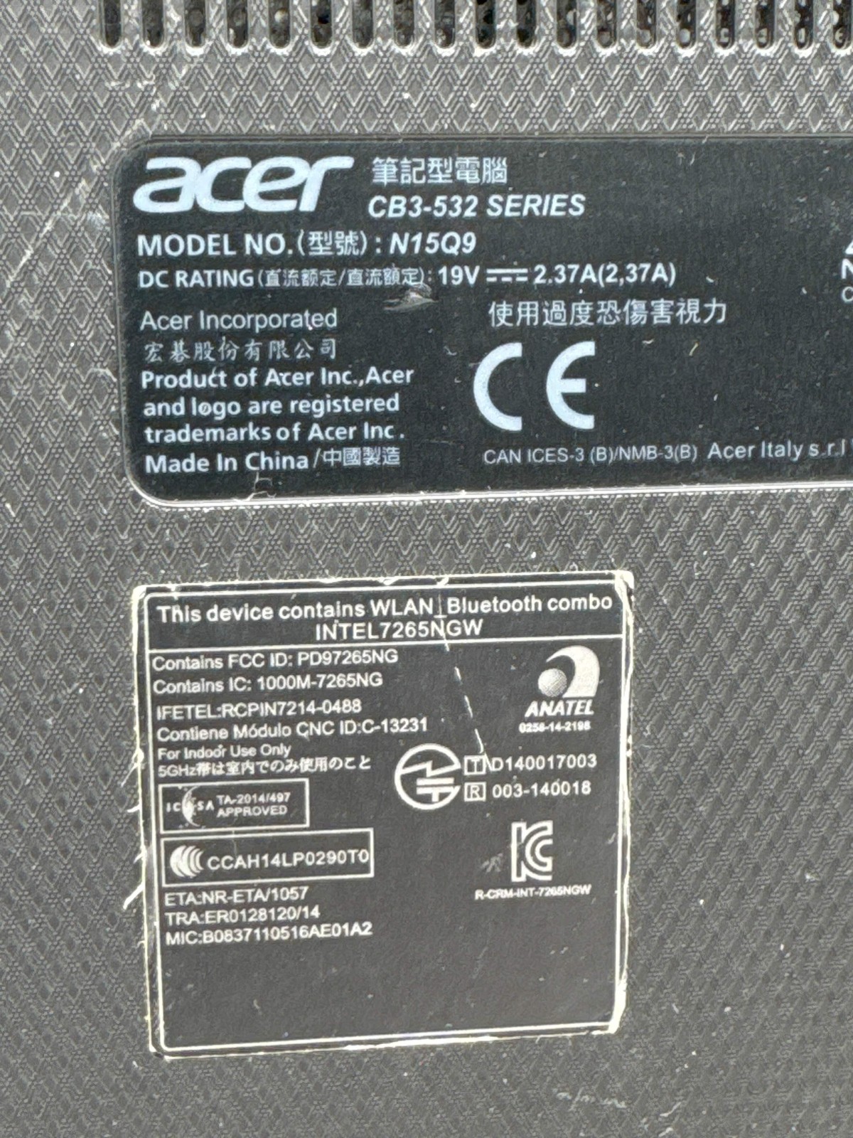 Acer Chromebook 15 CB3-532 N15Q9 15.6″ Laptop Gray | For Parts