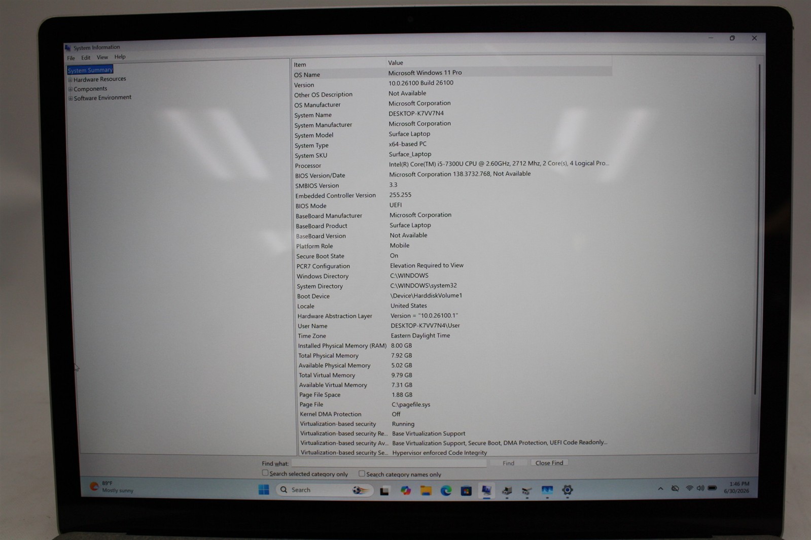 12.3″Microsoft Surface Laptop i5-7300 2.60GHz RAM 8GB NVMe 128GB/Cosmetic issue