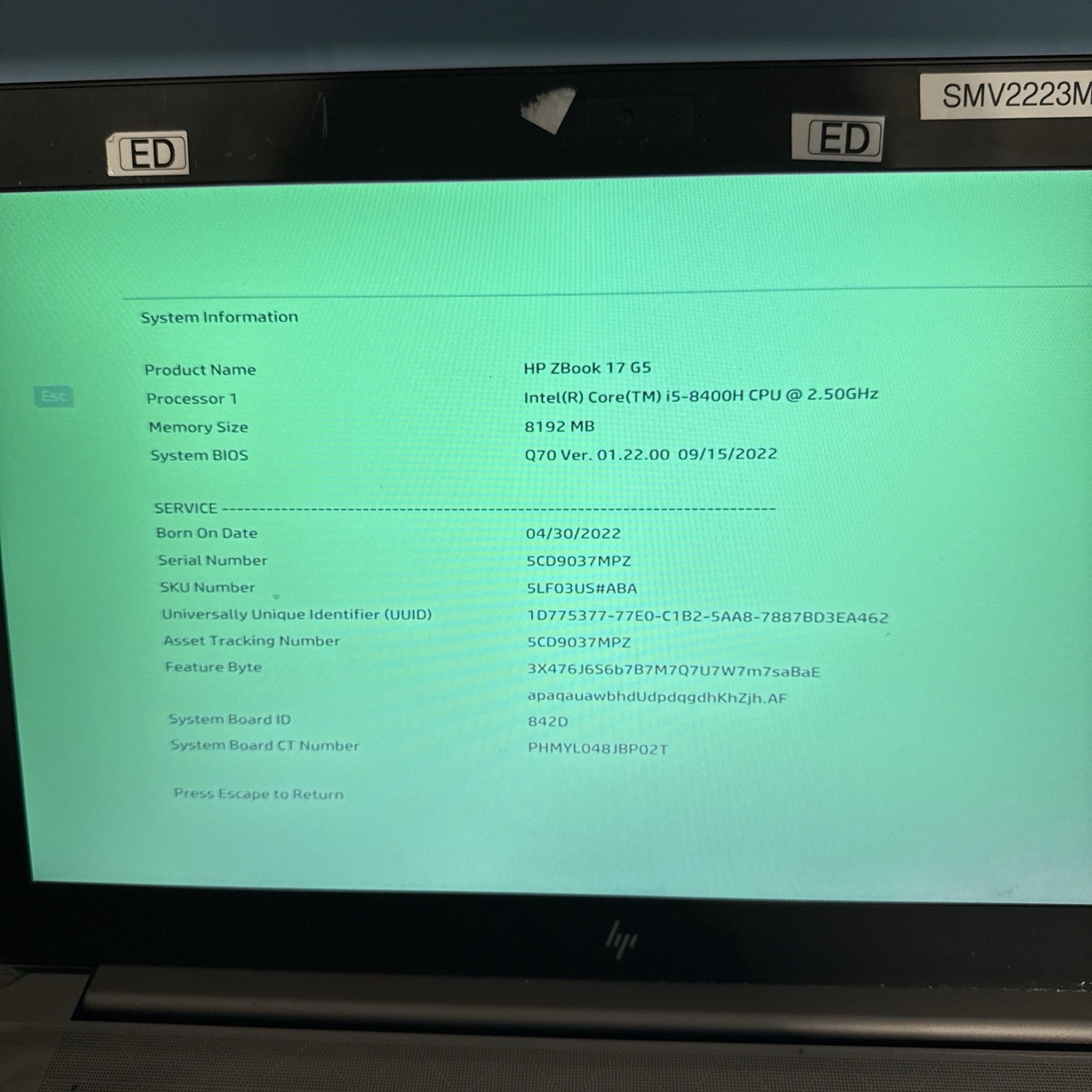 Lot of (3) HP ZBook 17 G5 G6 17″ Laptops Intel Core i5 8th 9th Gen 8GB RAM *READ