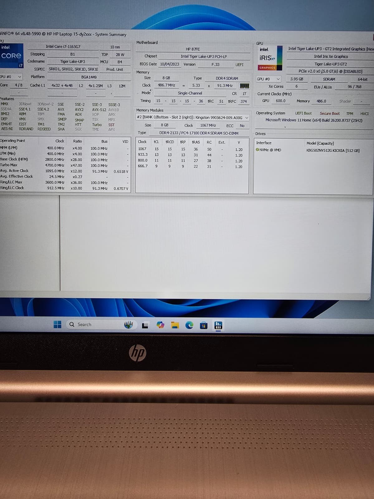 Hp Laptop 15 dy2 TouchScreen | i7 11th Gen 8GB RAM 512GB NVMe SSD | FHD Win 11