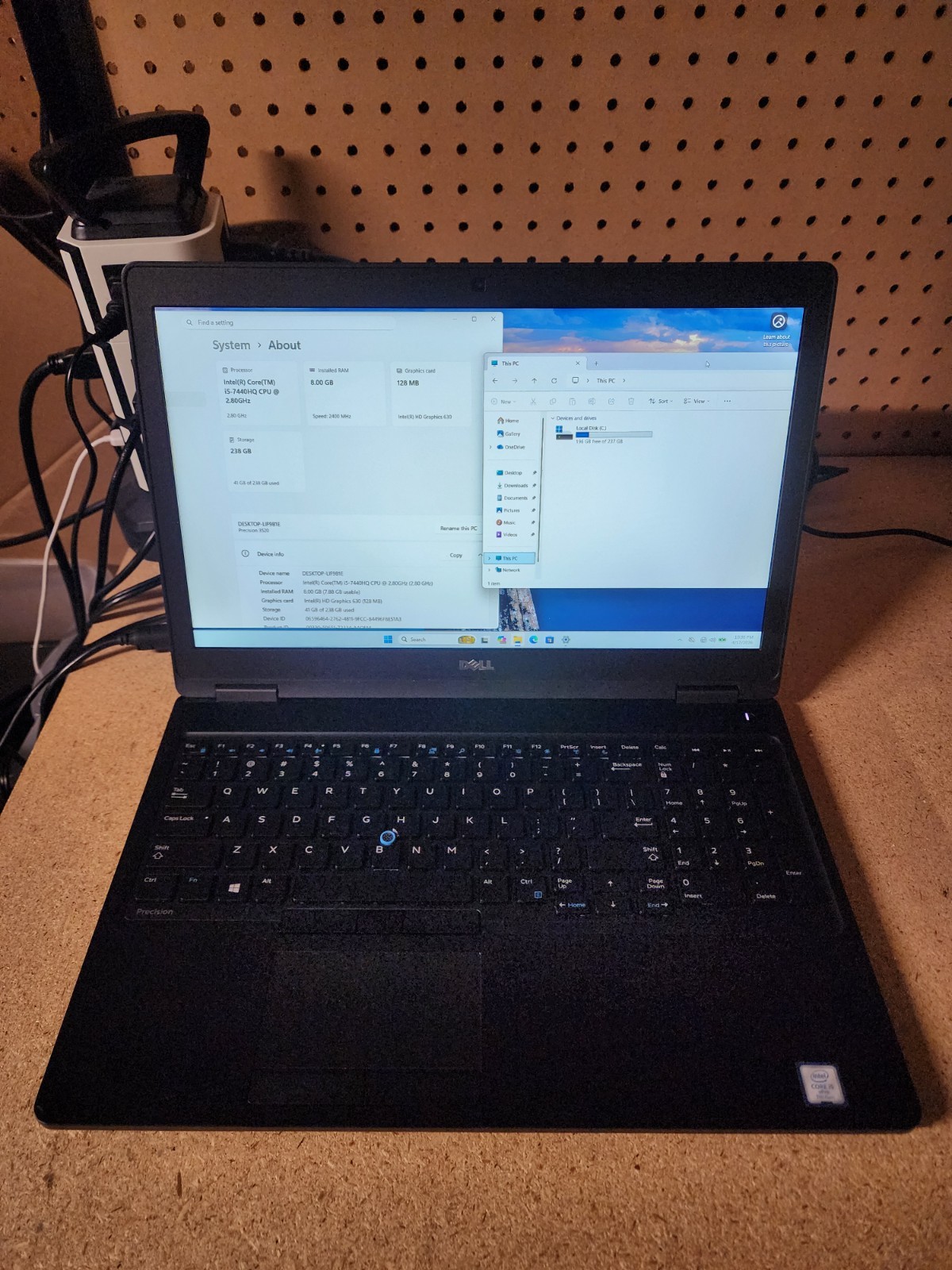 Dell Precision 3520 15.6” i5-7440HQ 2.8GHz 8GB RAM 256GB SSD Win 11 Pro