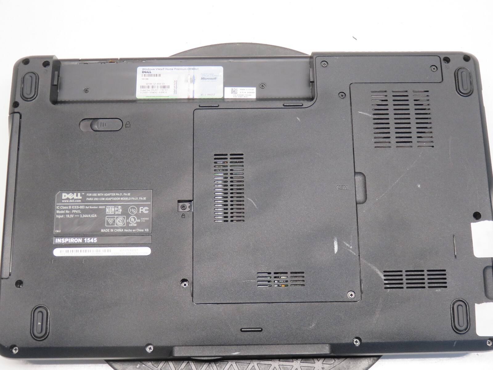 Dell Inspiron 1545 Intel Core 2 Duo T6400 2.00GHz 4GB 500 GB WIN XP No BAT