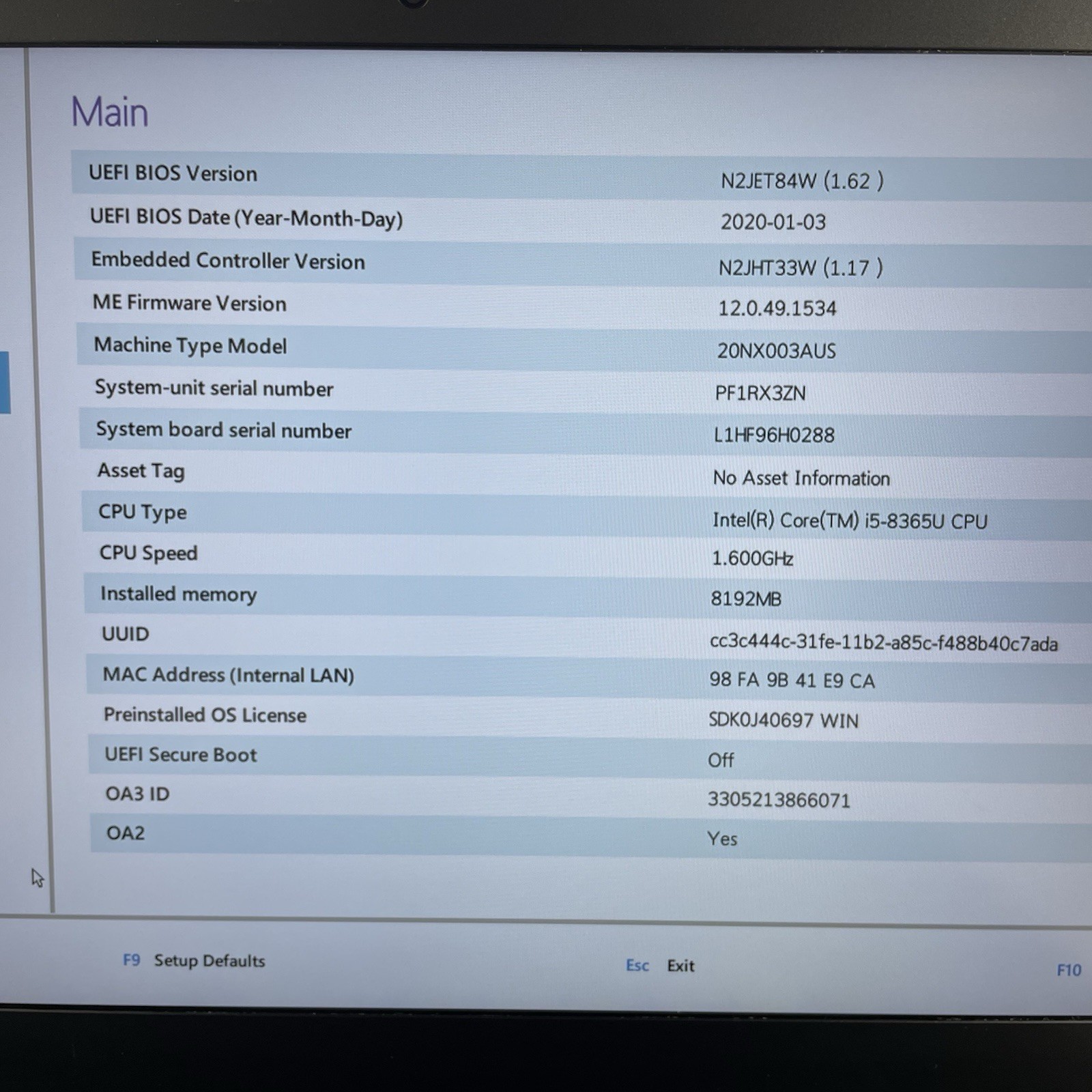 Lenovo ThinkPad T490s 14″ i5-8365U 1.60 GHz 8 GB RAM No SSD/OS/AC