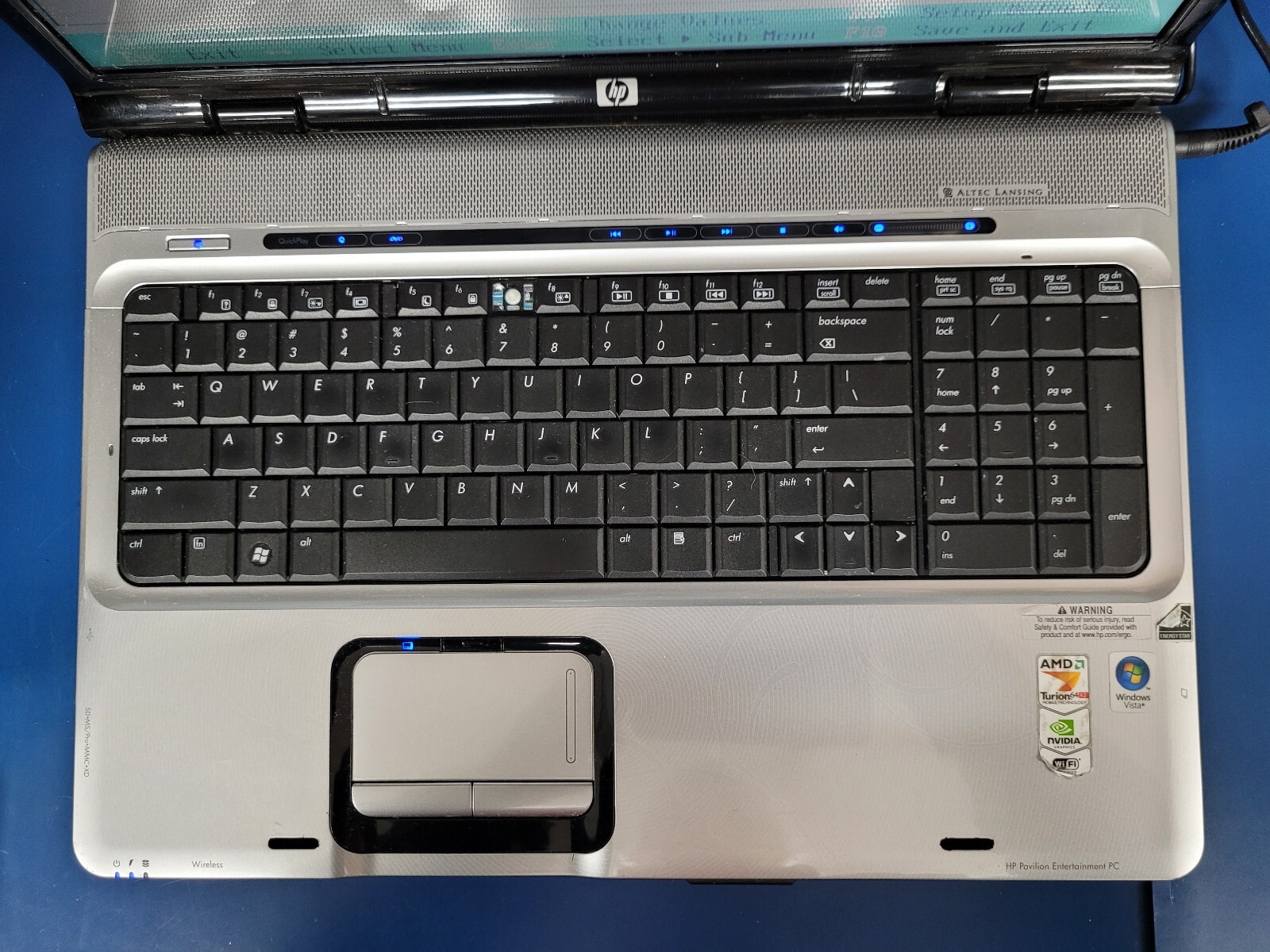 HP DV9812US Laptop AMD TURION 64 X2 @2.00 GHz 3GB RAM NO HDD