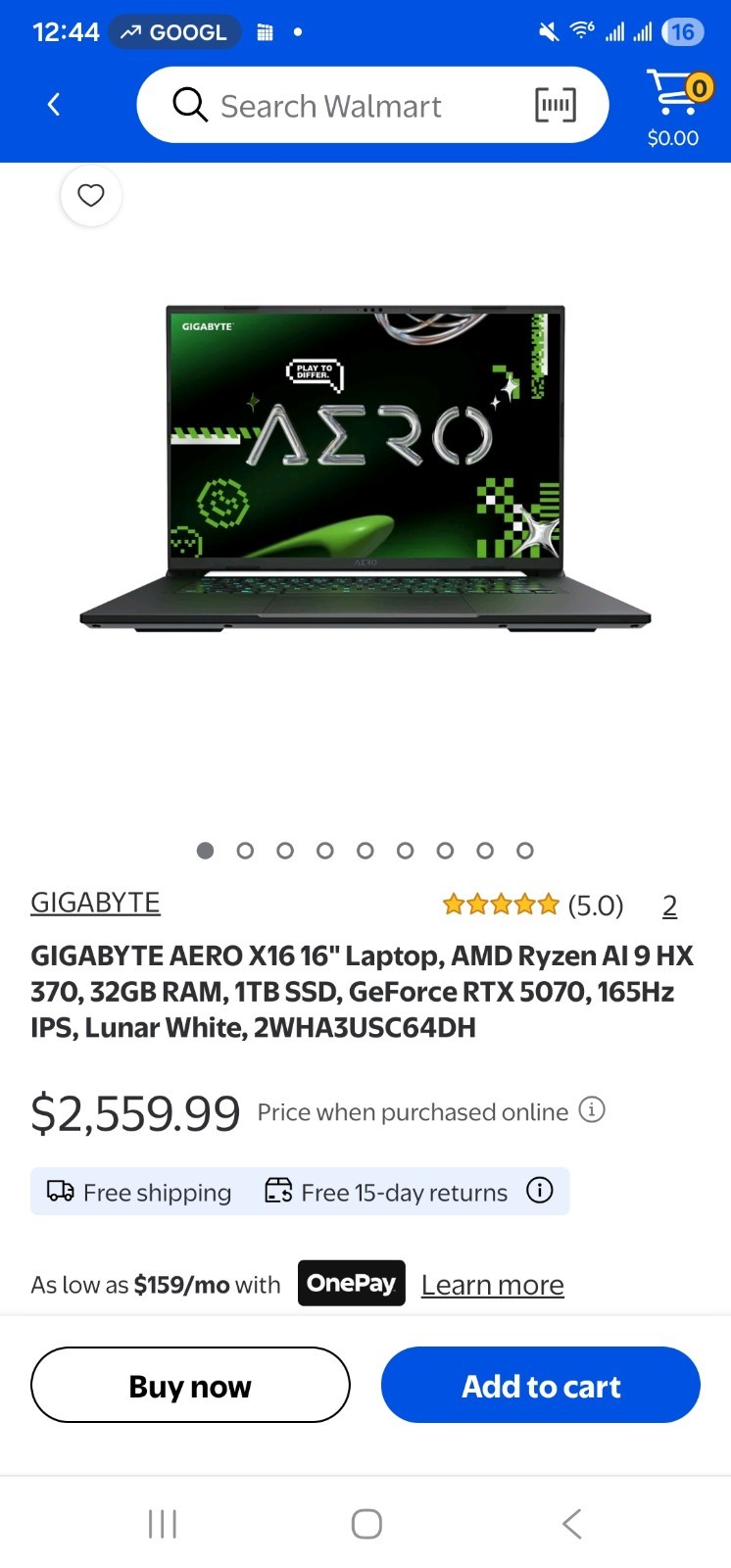 GIGABYTE AERO X16 Copilot+ Laptop 16″ QHD+ Ryzen AI 9 HX 370 RTX 5070 32GB…