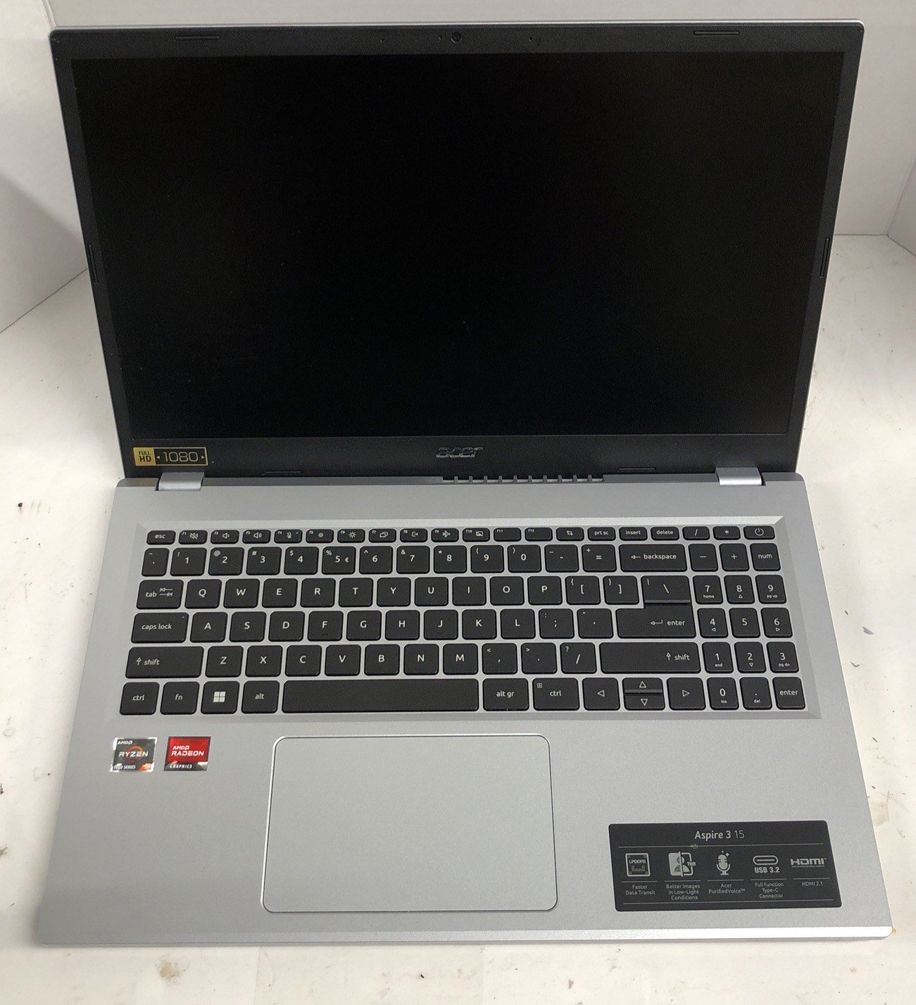 Acer Aspire 3 15 15.6in Silver Ryzen 3 7320U 8GB RAM 120GB SSD HDMI USB 3.2