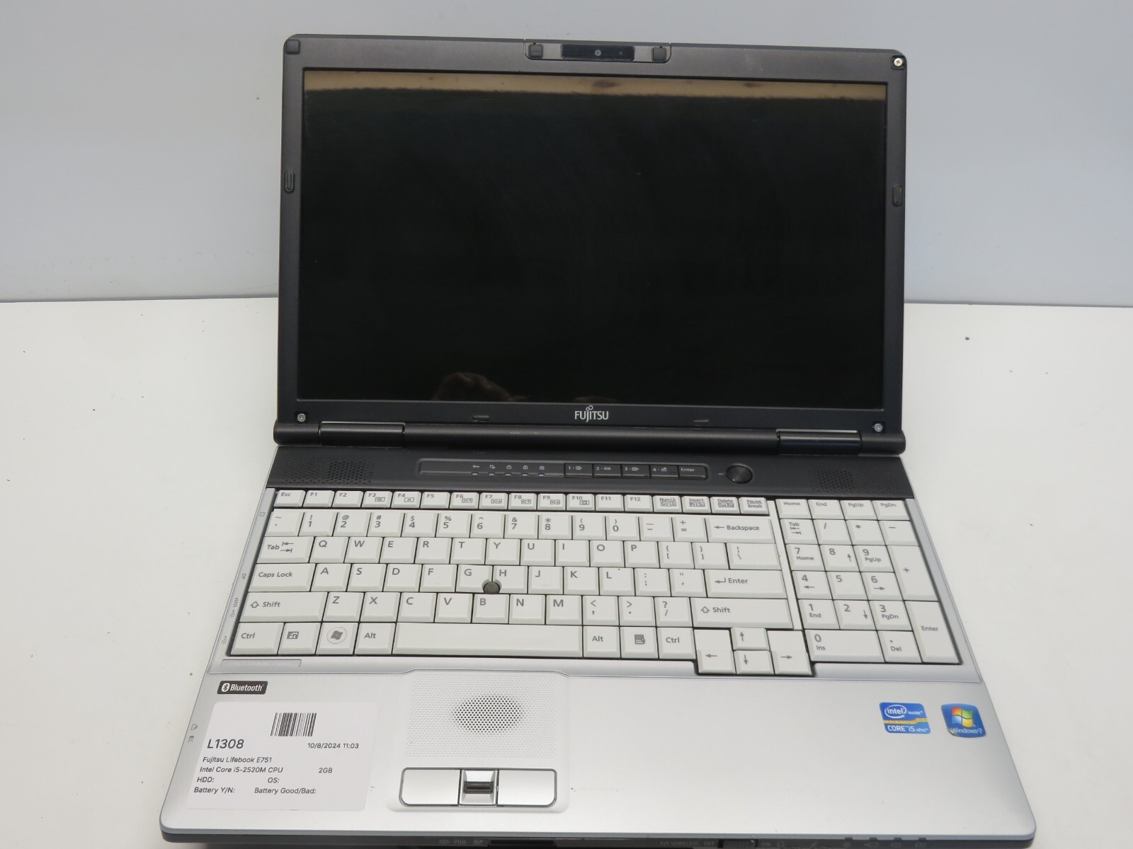 Fujitsu Lifebook E751 Intel Core i5-2520M CPU 2.50GHz 2GB NO HDD No Batt