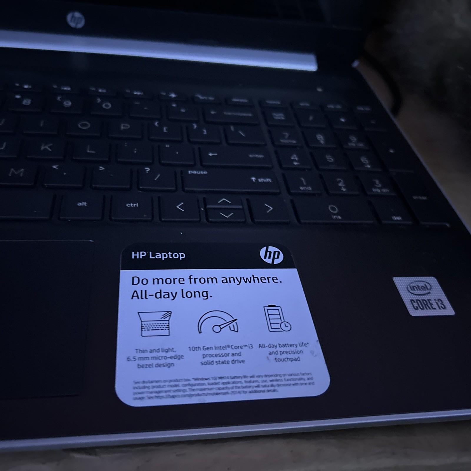 Touchscreen HP Laptop model is intel core i3 10th generation all day battery