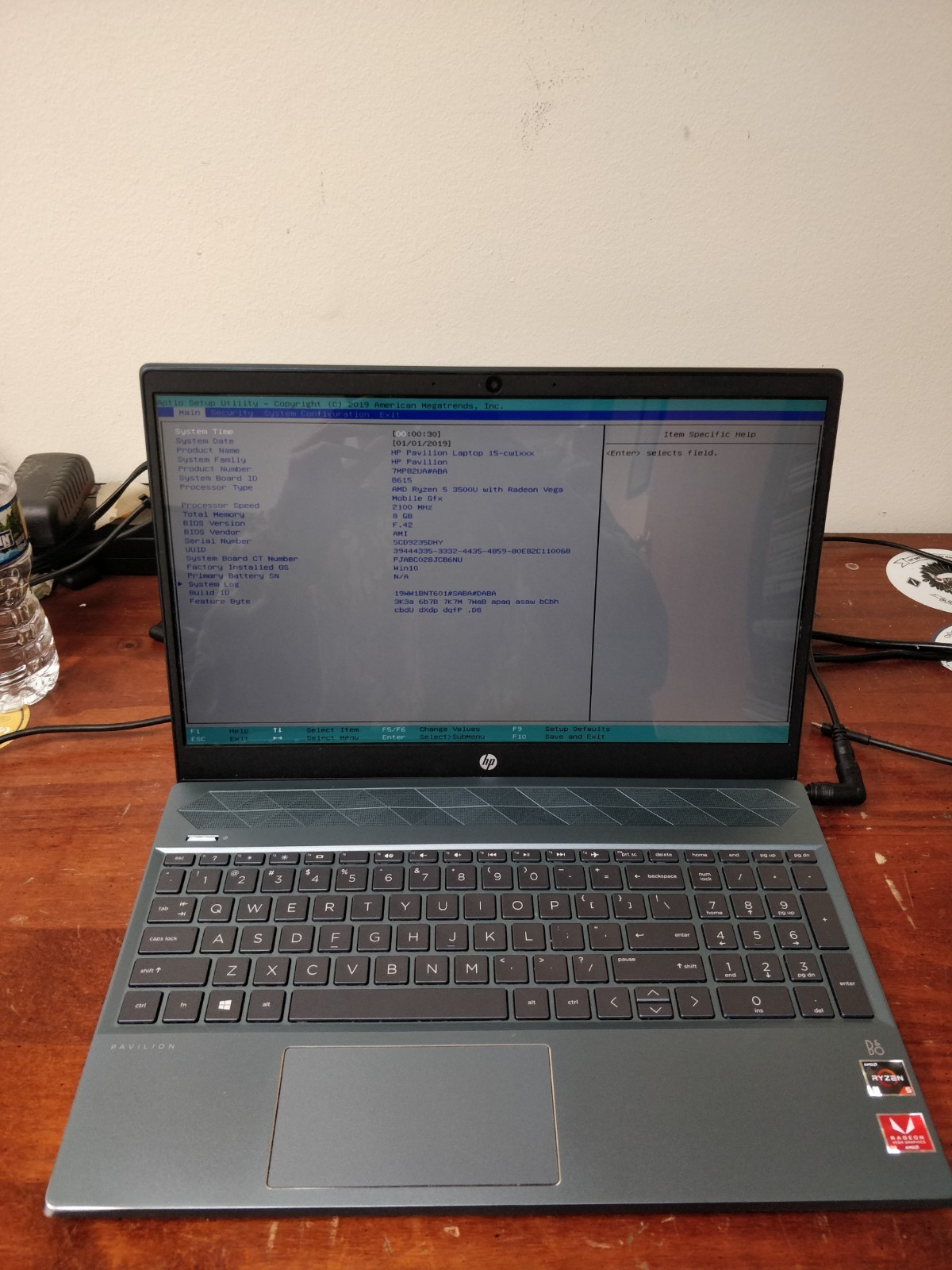 HP Pavilion 15-CW1068WMAMD RYZEN 5 3500U@2.10GHz 8GB RAM NO DRIVE PARTS 8937