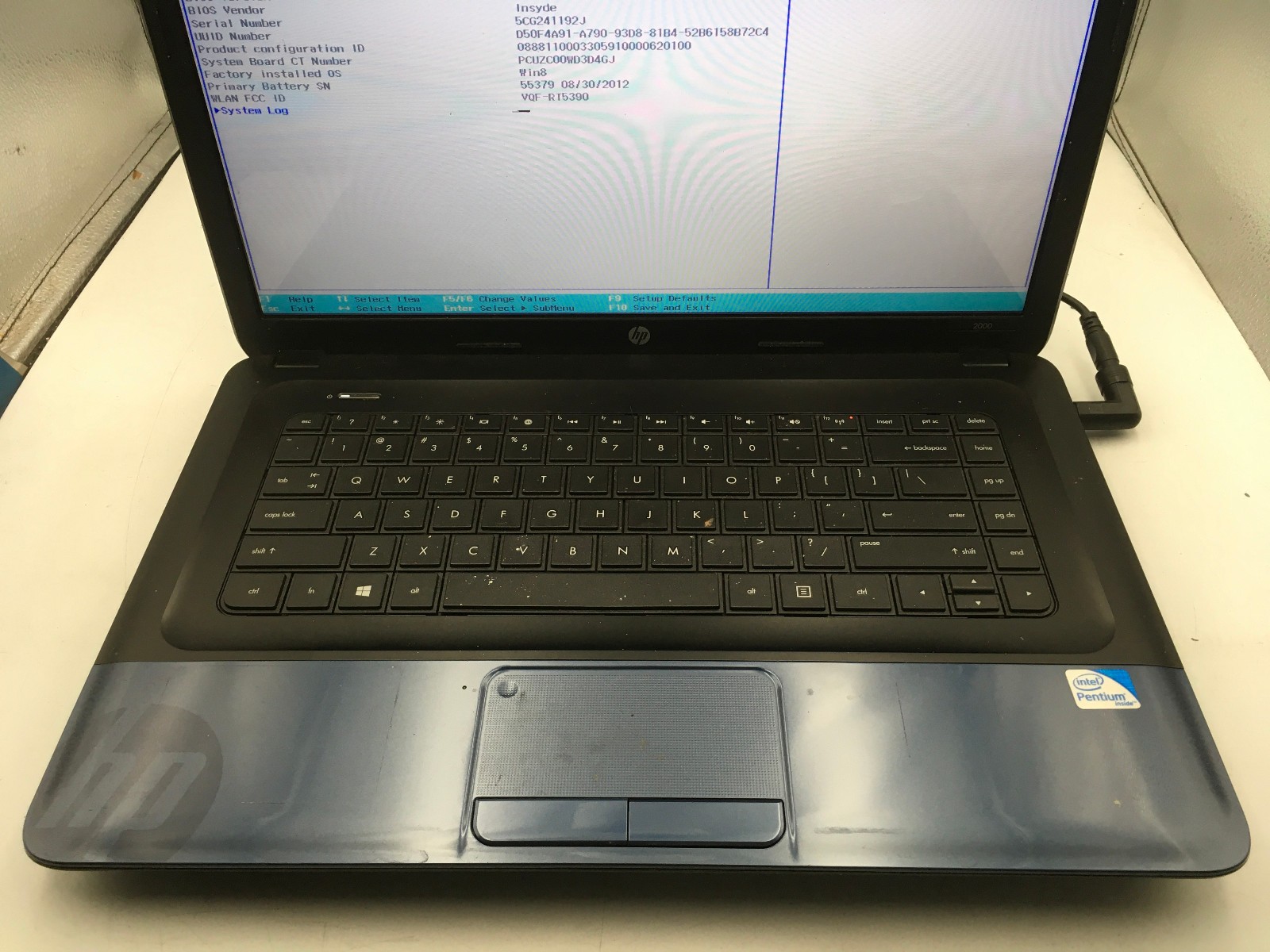 HP 2000 2B59WM – BOOTS TO BIOS – INTEL PENTIUM B960 – 4GB RAM – READ DESC – BB