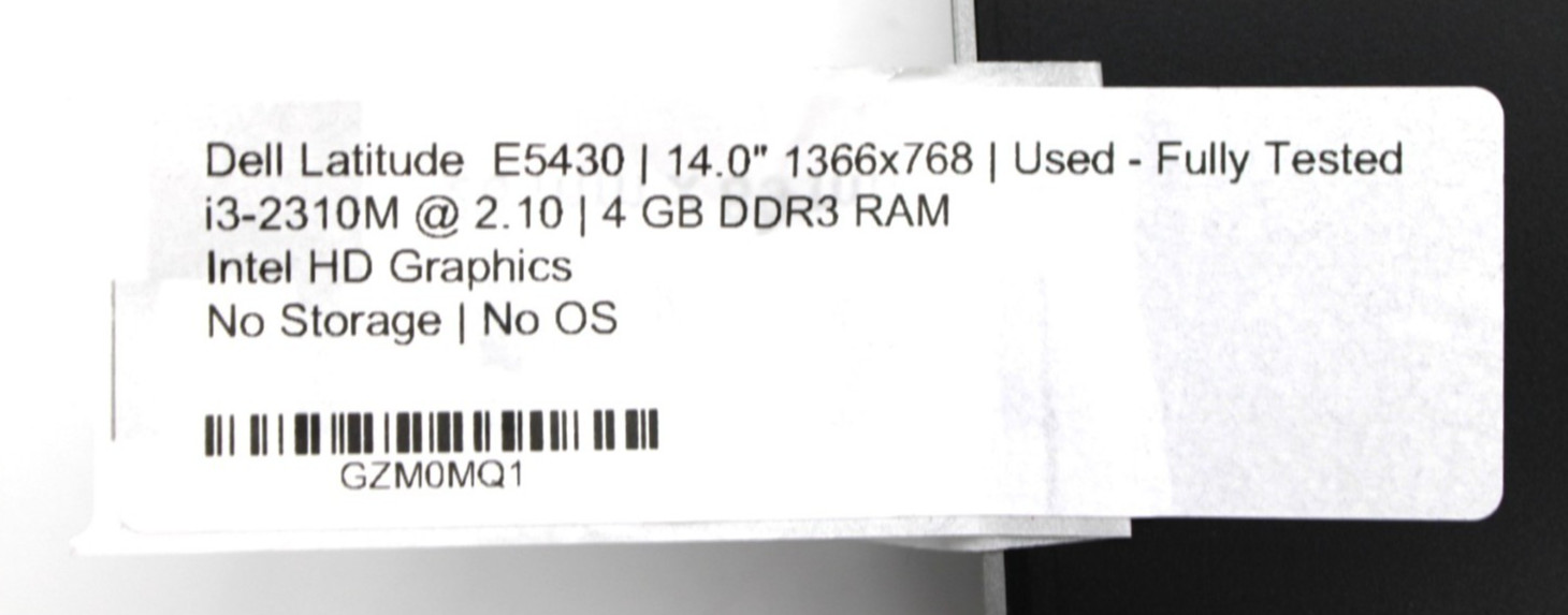 Dell Latitude E5430 i3-2310M@2.1GHz 4GB DDR3 NO STORAGE OR OS *USED/TESTED*