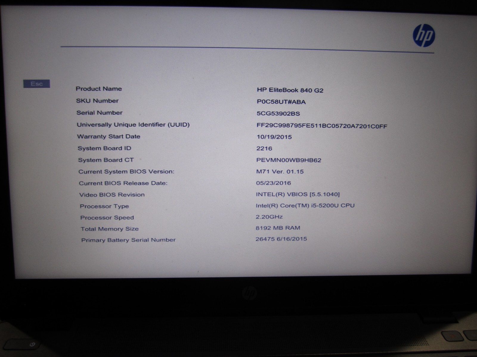 HP EliteBook 840 G2 Laptop Core i5 2.2 GHz 8GB RAM 256GB SSD Win 10 Pro