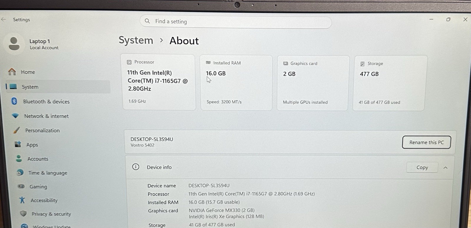 Dell Vostro 5402 14″ i7-1165G7 16GB 512GB CHARGER Included