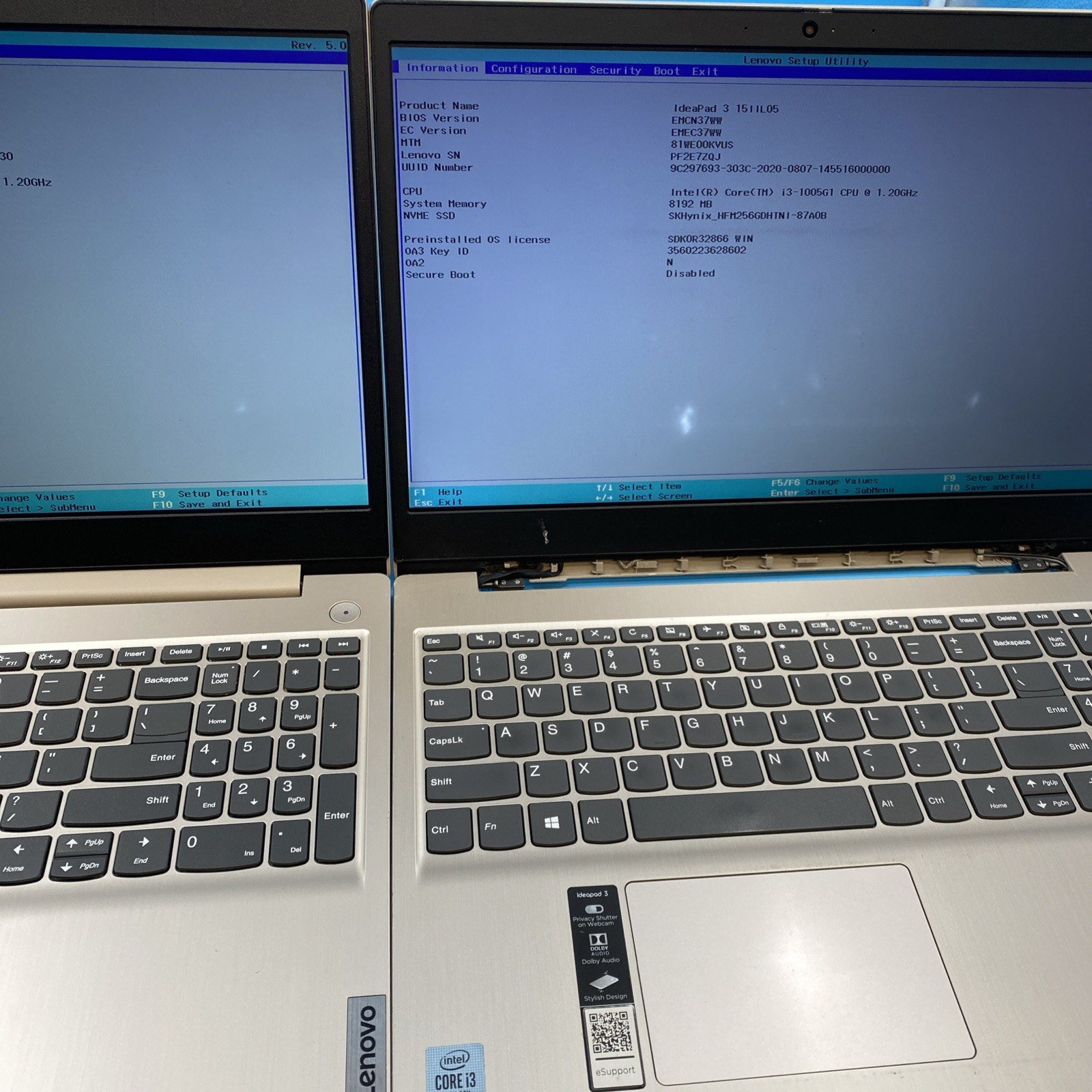 (LOT OF 18) Lenovo IdeaPad 3 81WE | i3-1005G1 | 8GB RAM | 256GB **READ** | NO OS