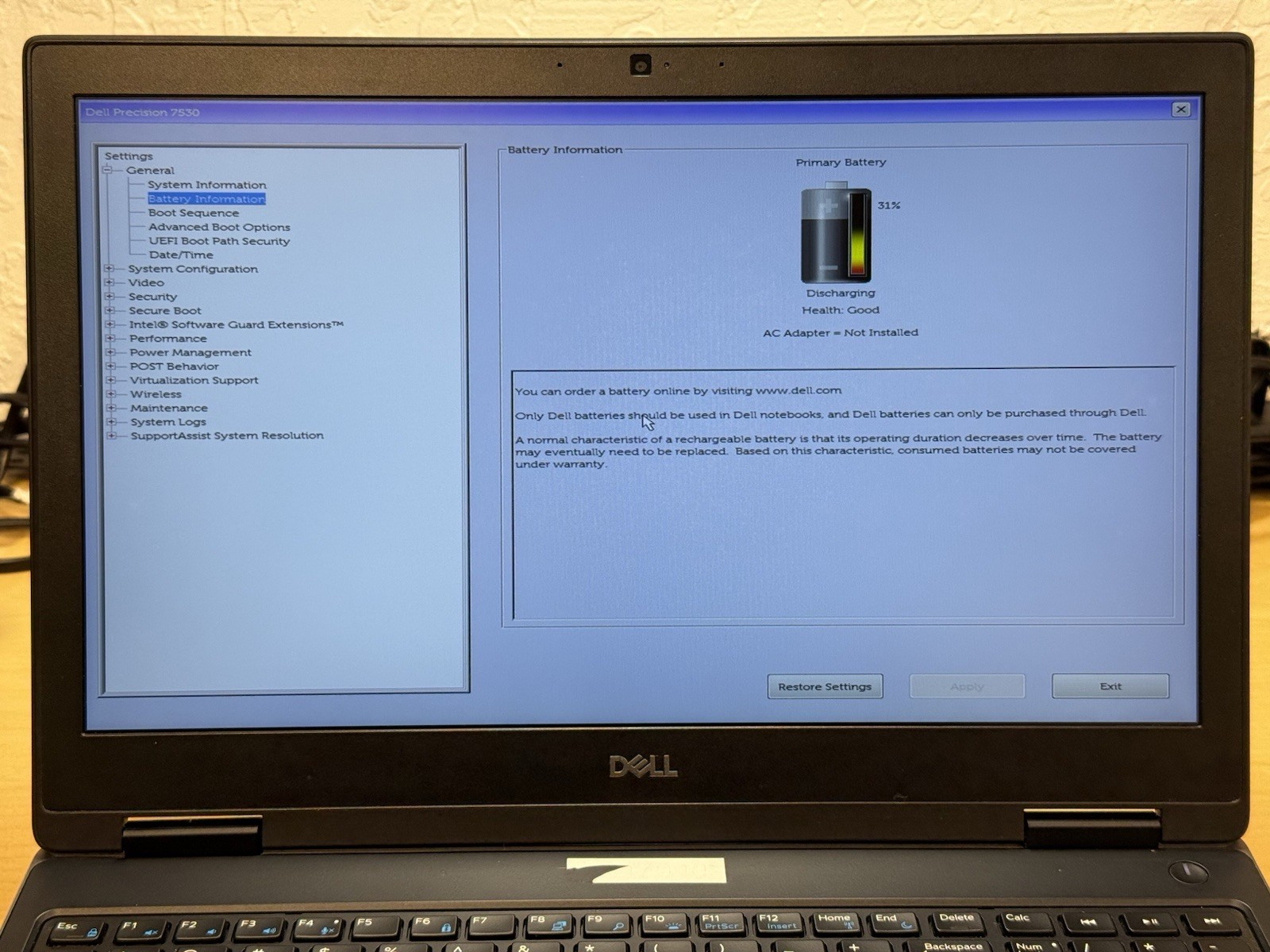 DELL PRECISION 7530 16GB NO HDD i9-8950 2.90 GHZ – TESTED