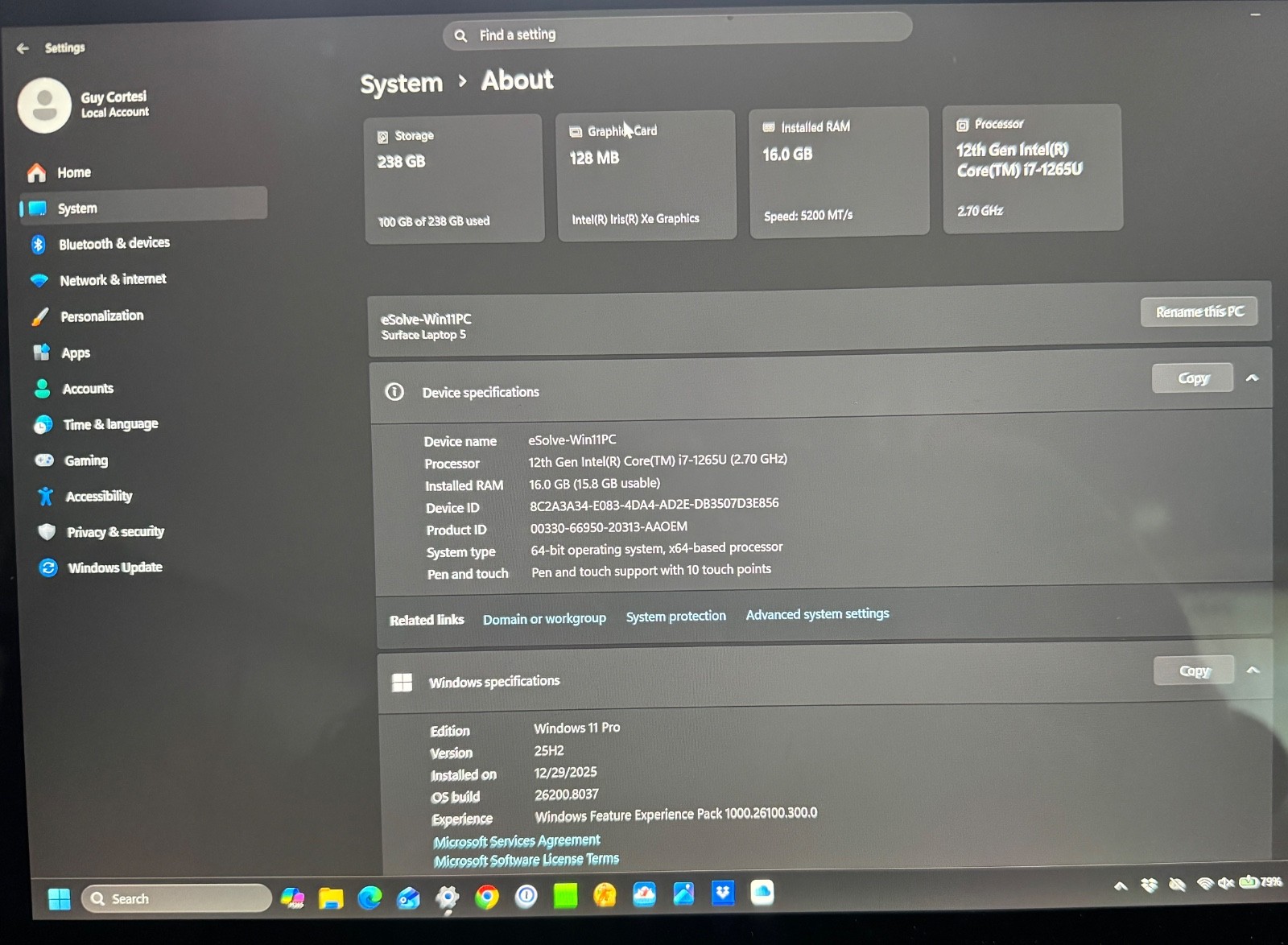 Microsoft 1951 Surface Laptop 5 i7-1265U/16GB RAM/256GB NVMe Win 11 Pro