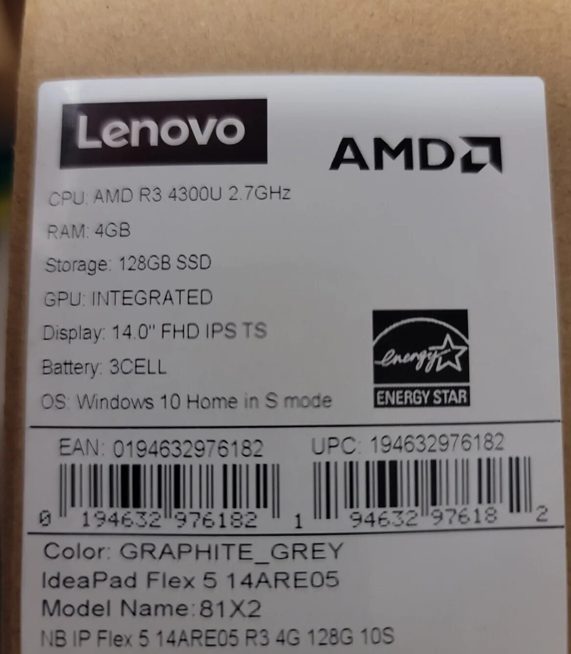 Lenovo IdeaPad Flex 5 14″ FHD 2-in-1 Touch Laptop, AMD R3 4300U, 4GB, 128Gb – BN
