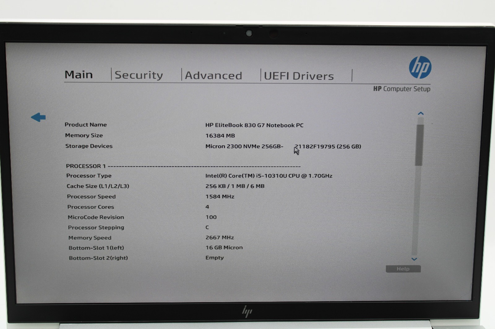 HP EliteBook 830 G7 _ i5-10310U @ 1.7 _ 16GB RAM _ 256GB SSD _ Win11H