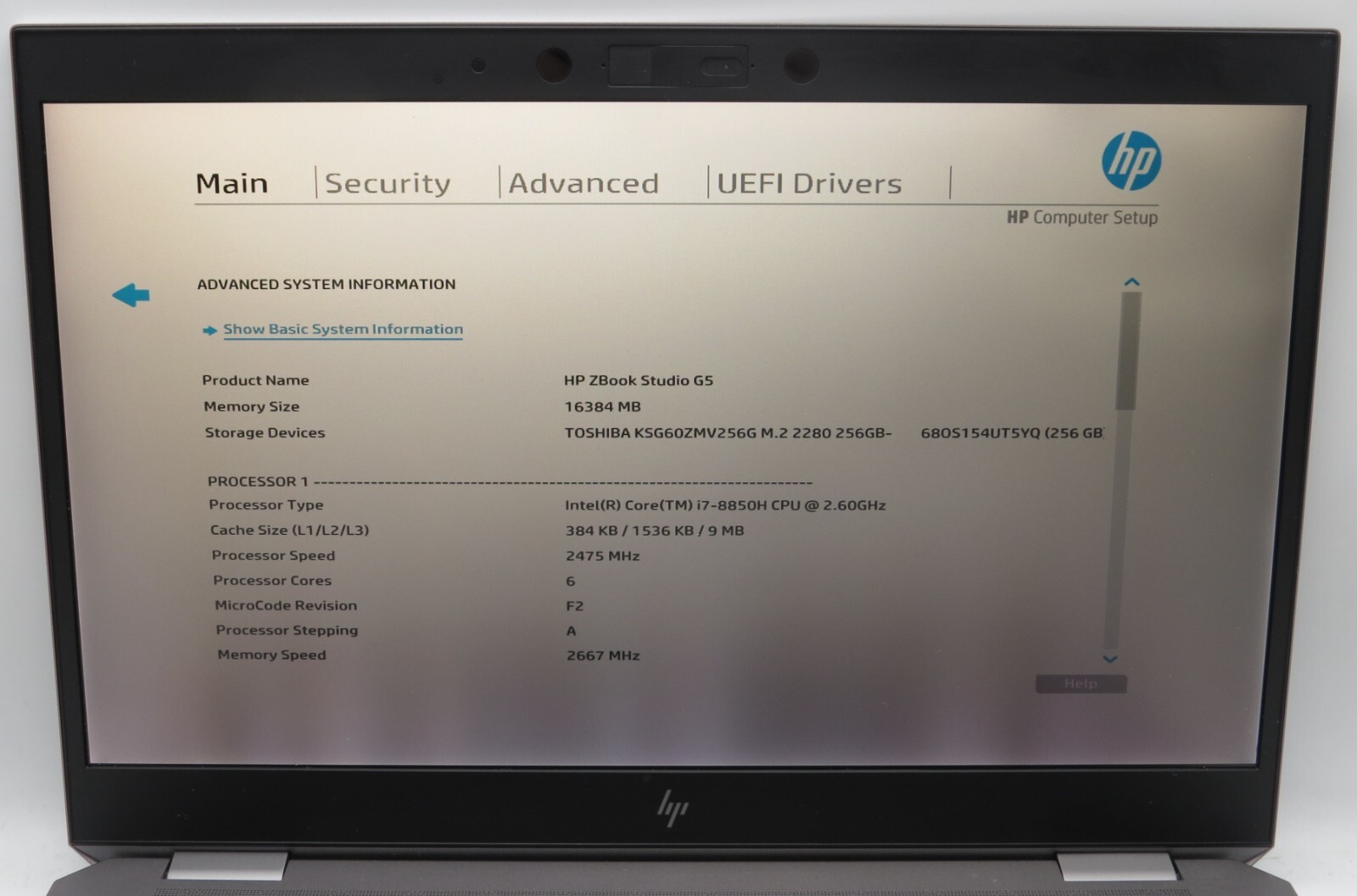 HP ZBook Studio G5 i7-8850H 16GB RAM 256GB SATA Win 11 Pro